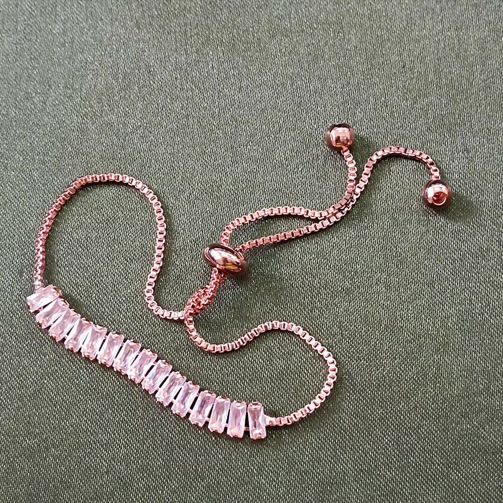 Rose Gold Plated Stone Adjustable Bracelet - Image 4
