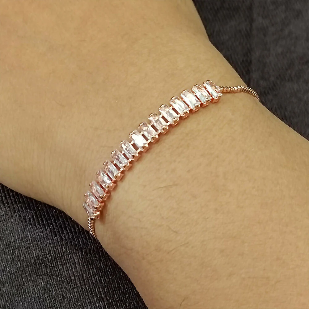 Rose Gold Plated Stone Adjustable Bracelet - Image 5