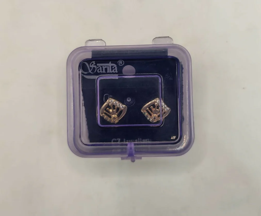 Rose Gold Plated Crown Stud Earrings for Daily Wear for women and girls - Image 5