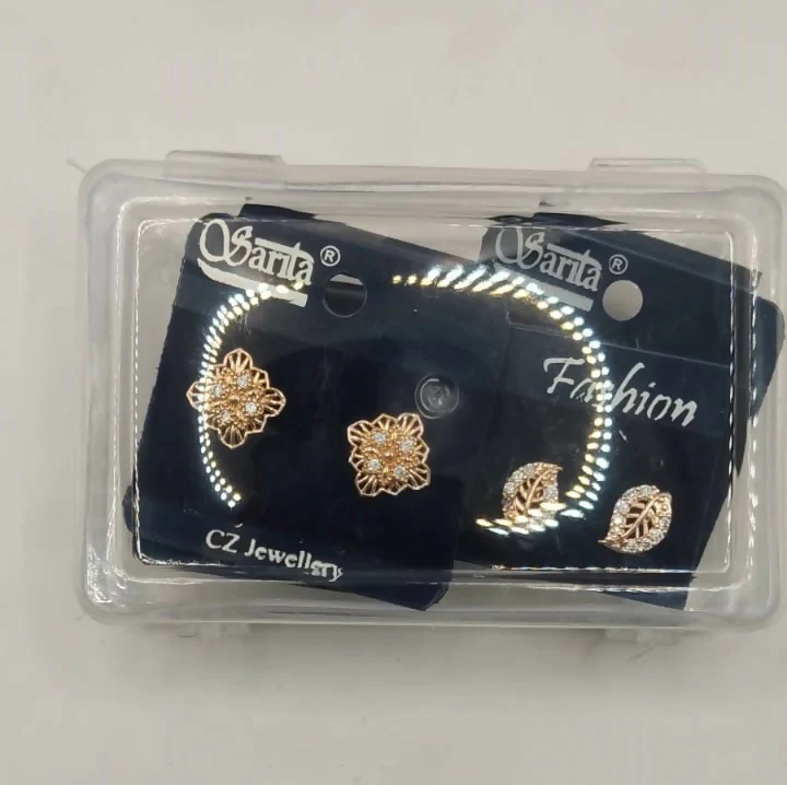 Rose Gold Plated CZ Stud Earrings Combo (4 Pairs) for women and girls - Image 5