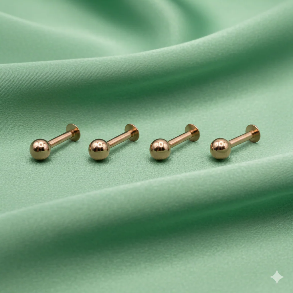 Rose Gold plated Flat Back Labret Stud Earrings for women and girls Combo Pack of 4 - Image 2