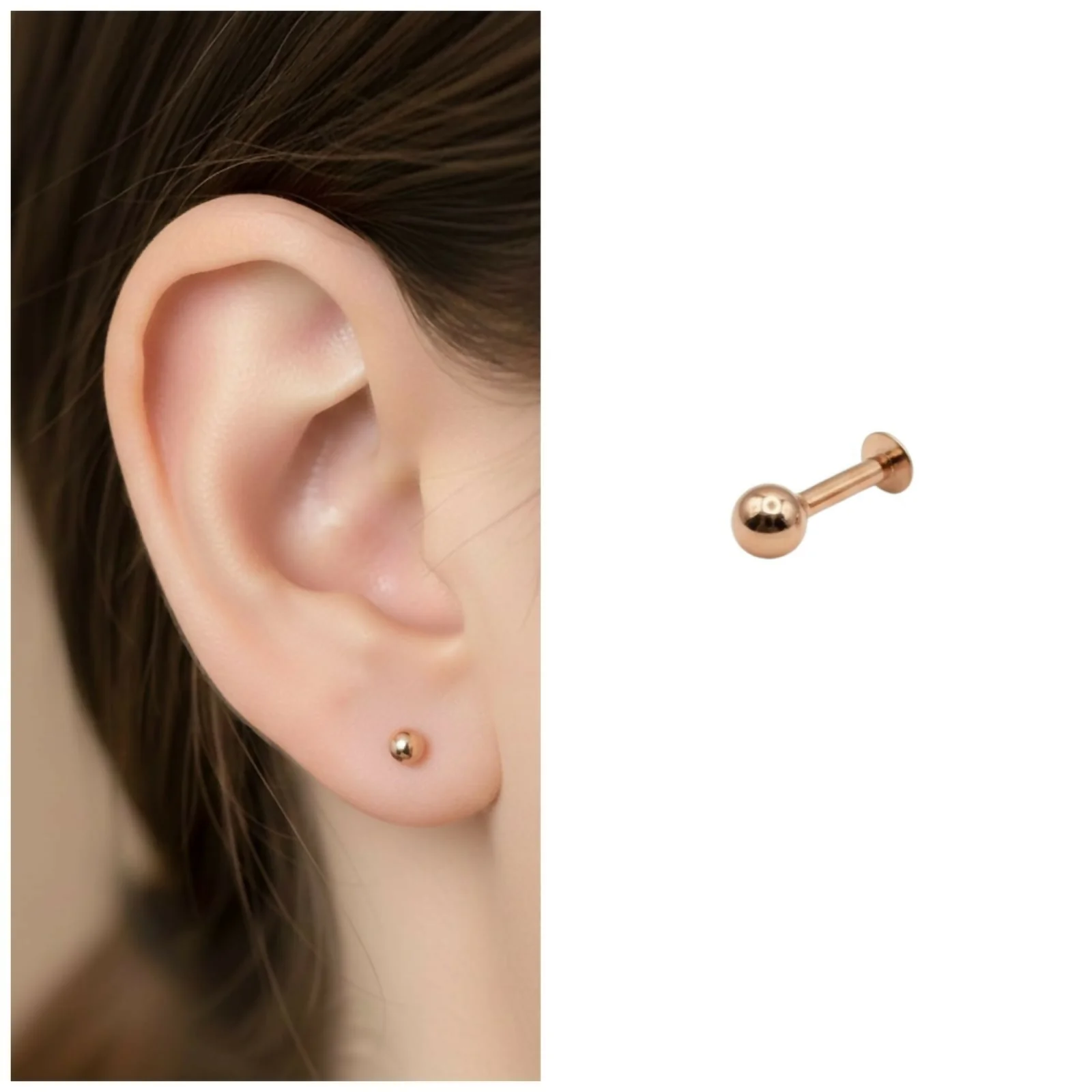 Rose Gold plated Flat Back Stud earings for women and girls