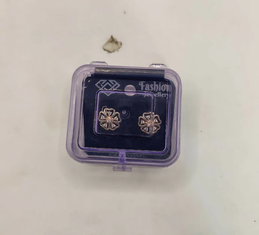 Rose Gold Plated Floral Stud Earrings with AD for women and girls - Image 5