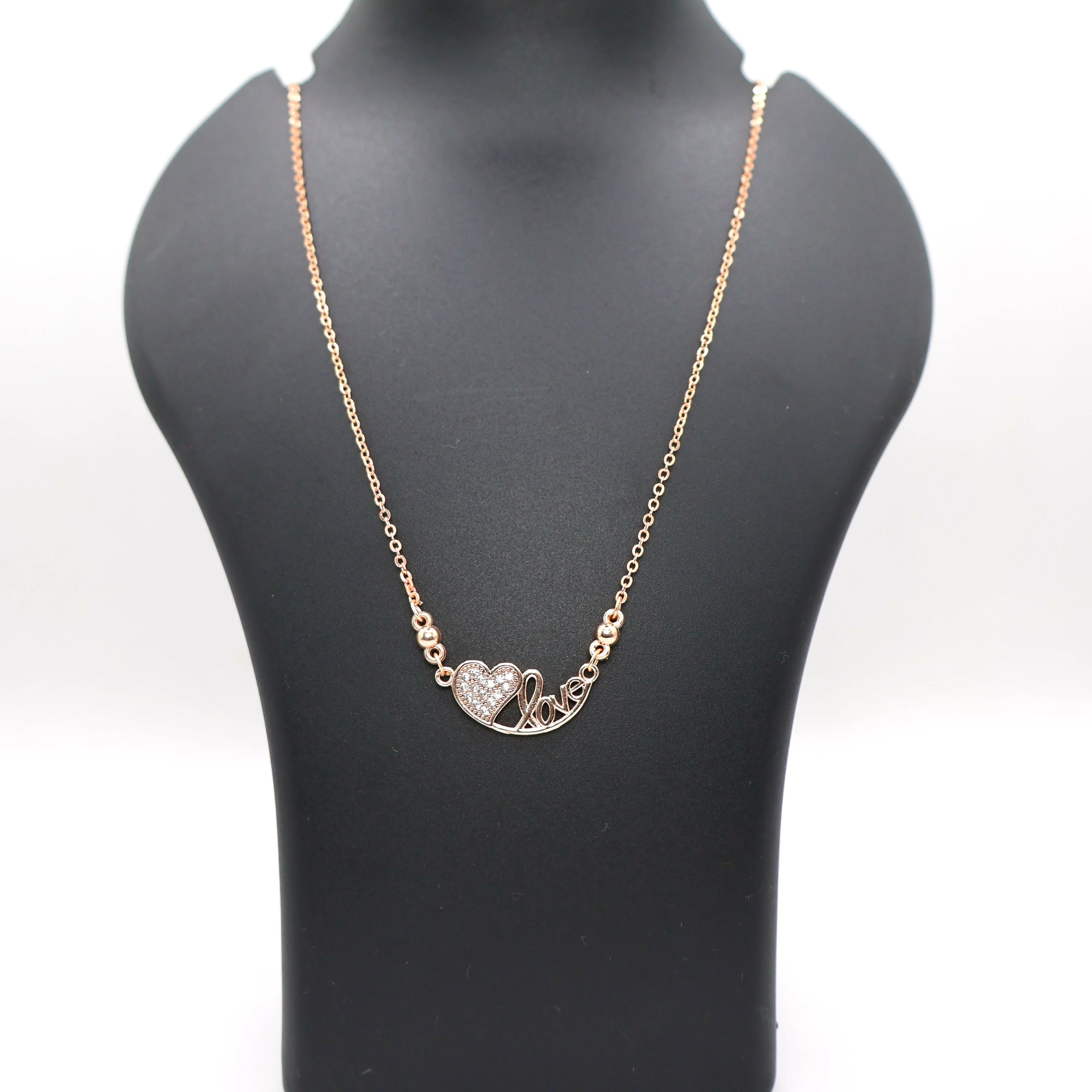 Rose Gold Plated Heart & Love AD Pendant Necklace For women and girls - Image 4