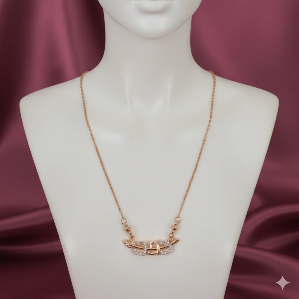 Rose Gold plated Interlocking Triple Heart Pendant Necklace For women and girls - Image 3