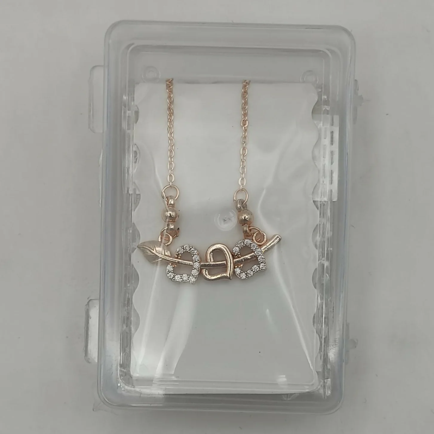 Rose Gold plated Interlocking Triple Heart Pendant Necklace For women and girls - Image 4