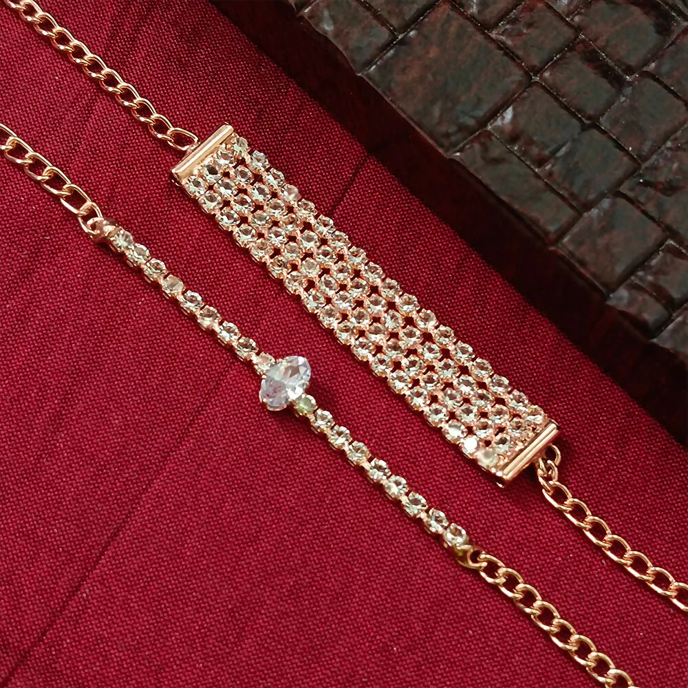 Rose Gold Plated Pack Of Stone Bracelet - Image 2