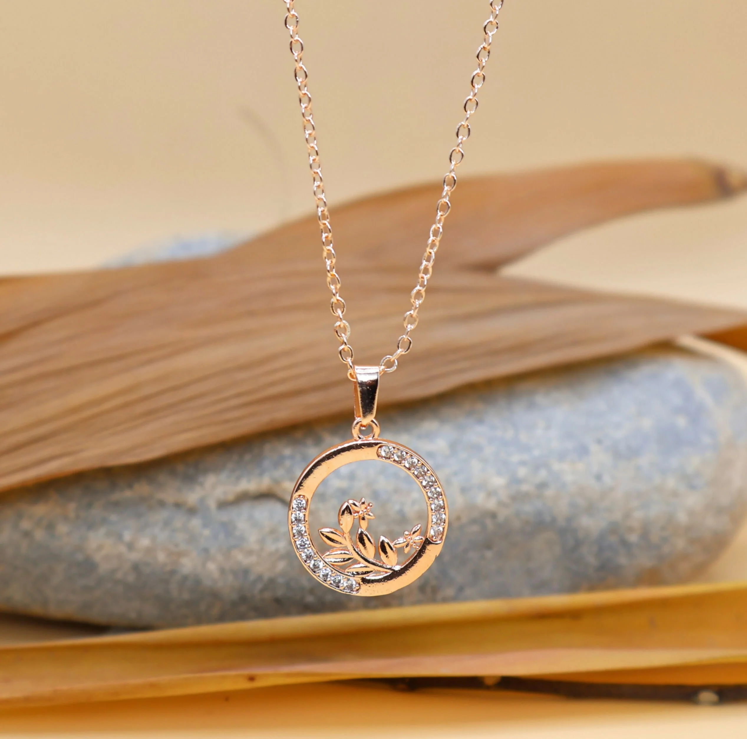 Rose Gold Swan Circle Pendant Necklace with AD For women and girls - Image 2