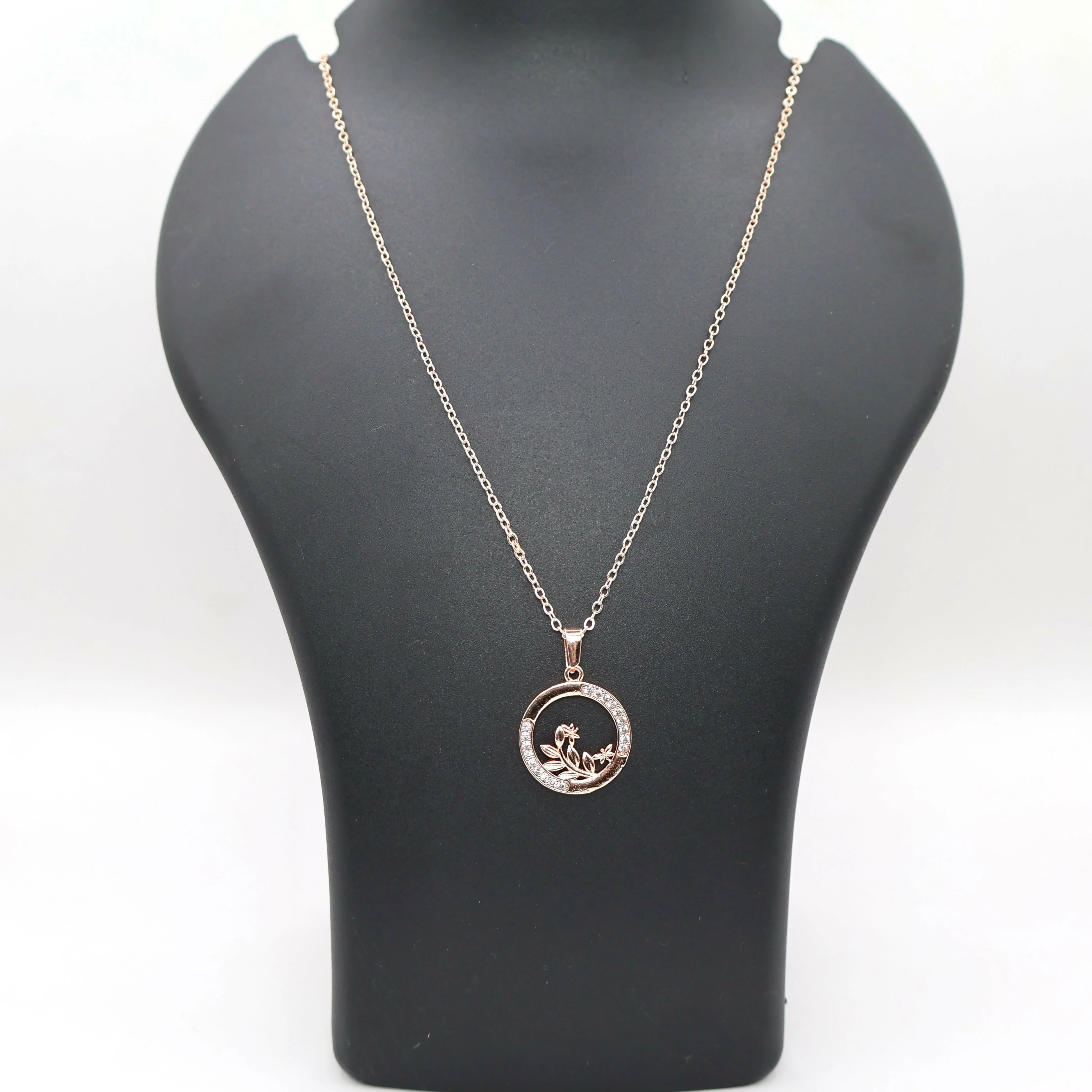 Rose Gold Swan Circle Pendant Necklace with AD For women and girls - Image 4