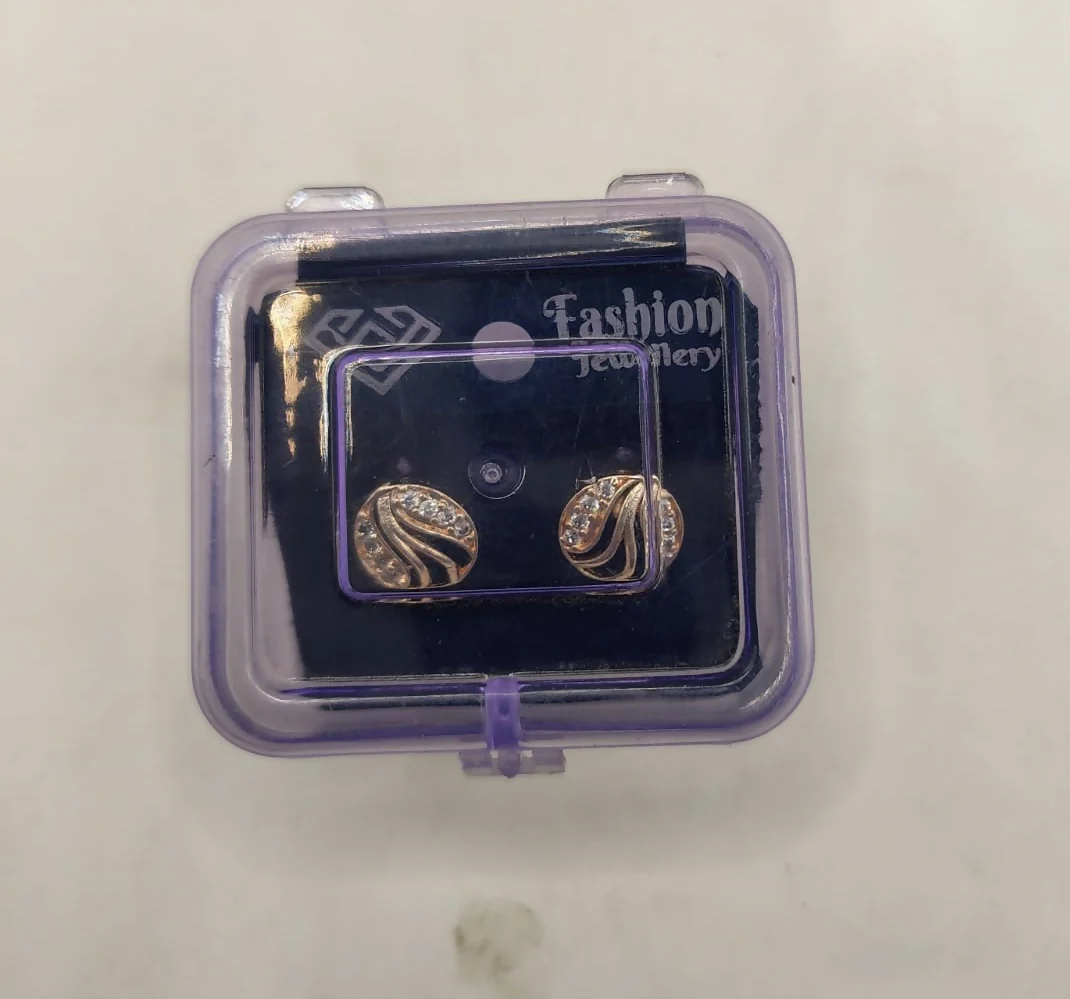 Rose Gold Swirl Stud Earrings with AD Diamonds | Elegant & Modern for women and girls - Image 5
