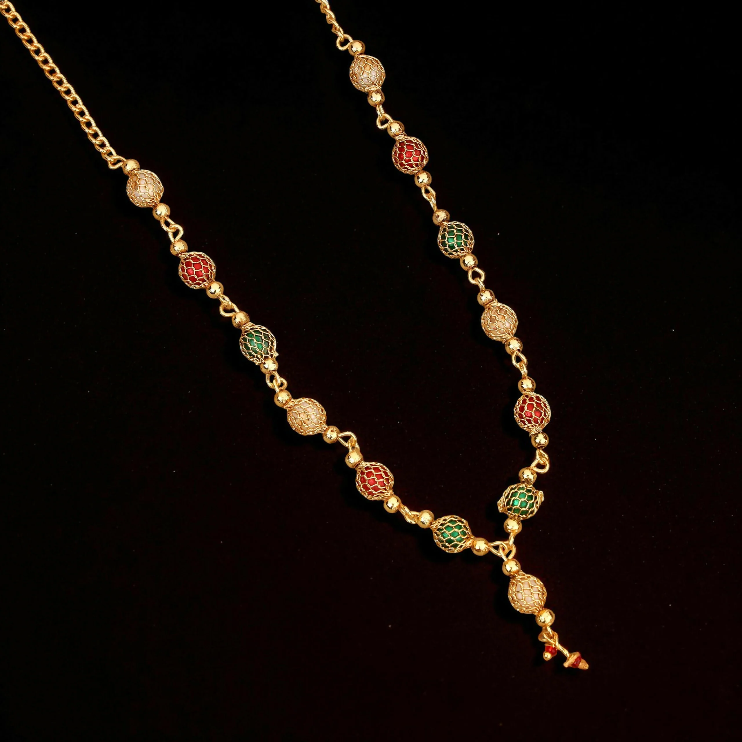 Rose Gold-Toned Pave AD Tassel Choker Set - Image 2