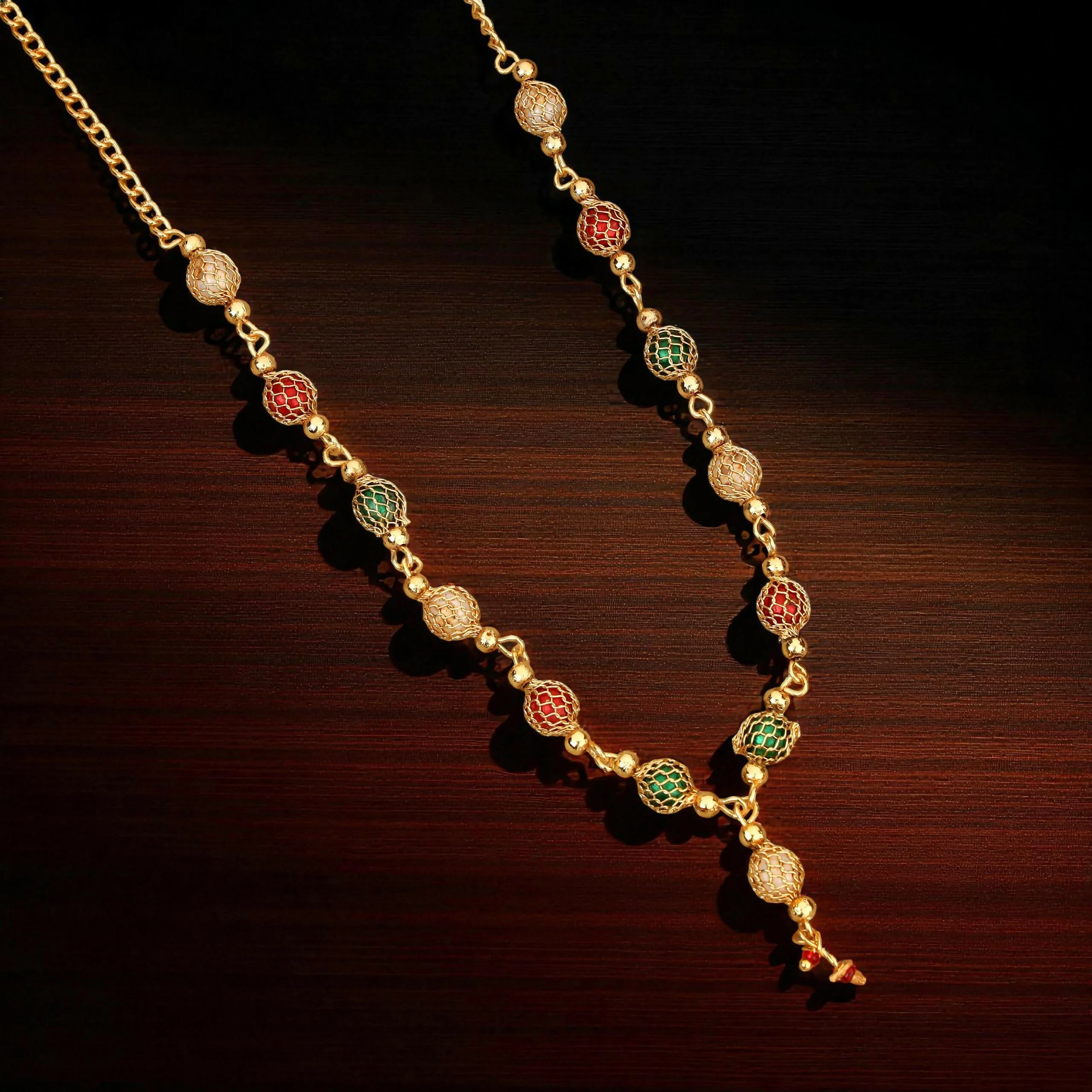 Rose Gold-Toned Pave AD Tassel Choker Set - Image 3