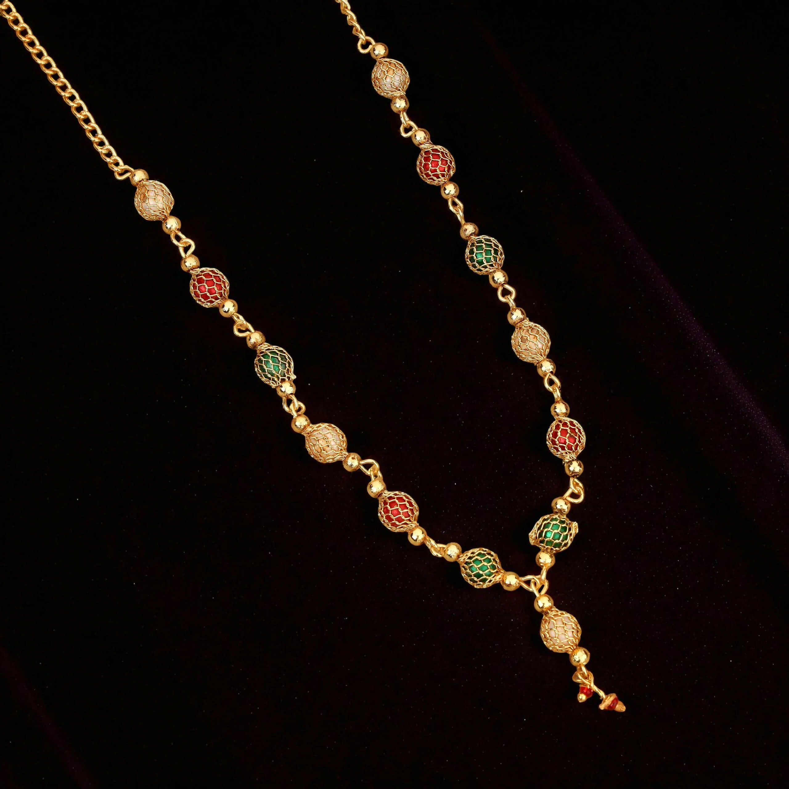 Rose Gold-Toned Pave AD Tassel Choker Set - Image 4