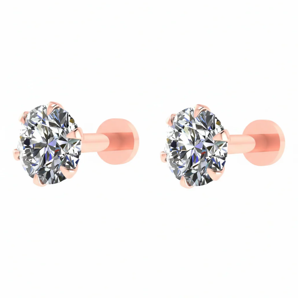 Rose Plated Solitaire Flat-Back Stud Earrings Combo 2 - Image 3