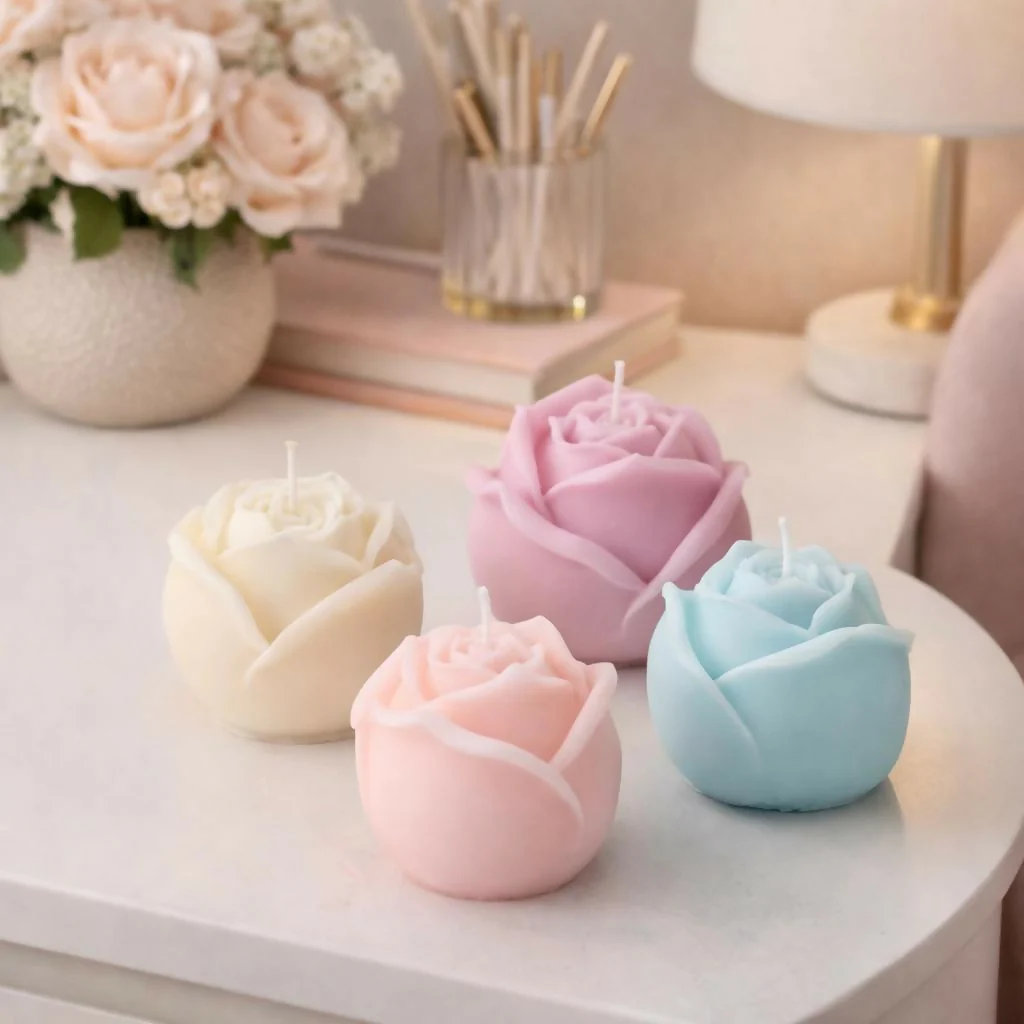 Rose Shape Scented Candle Single Piece Decorative Candle(Any color) - Image 4