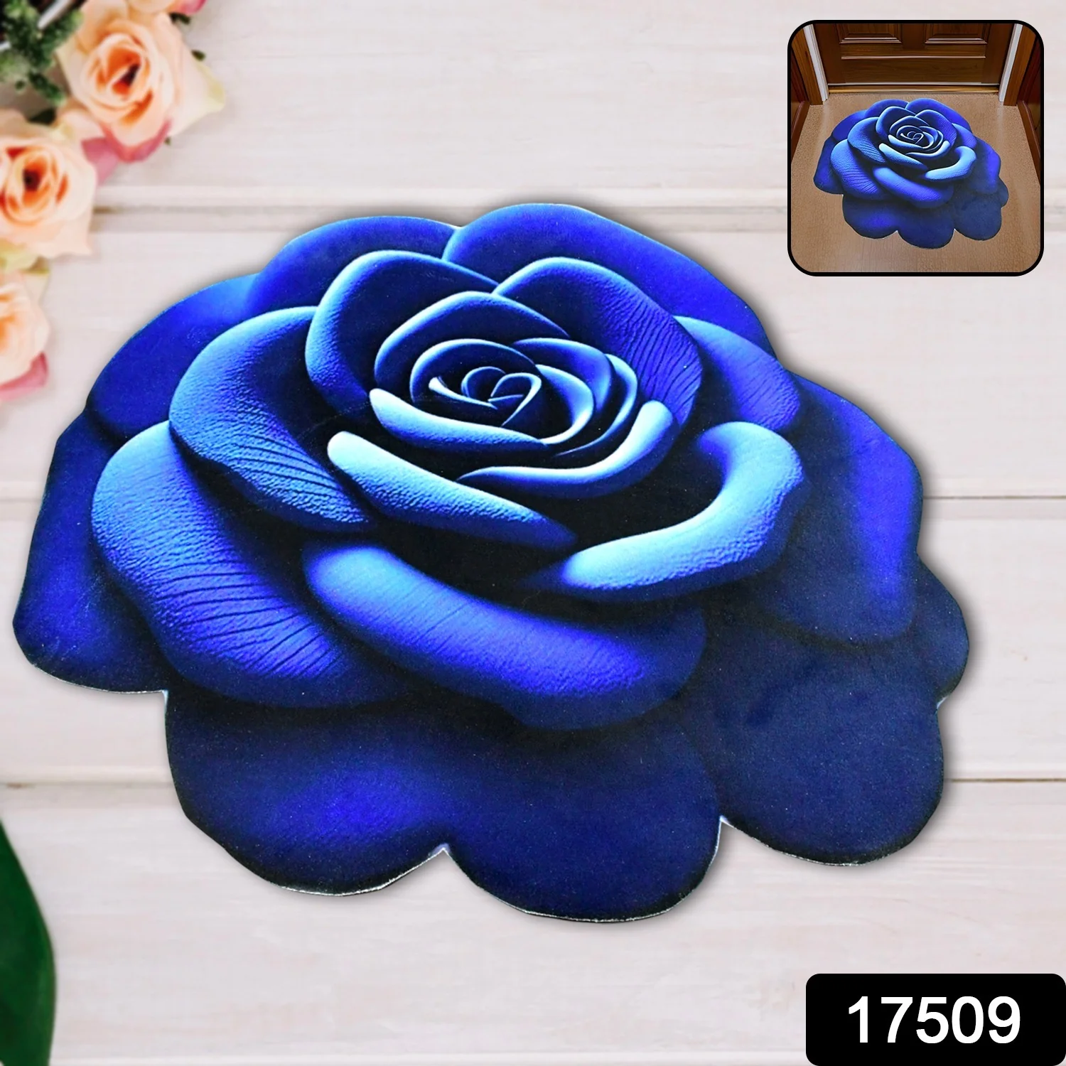 Rose Shaped Anti-Slip Velvet Floor Mat - (1 Pc) - Image 2