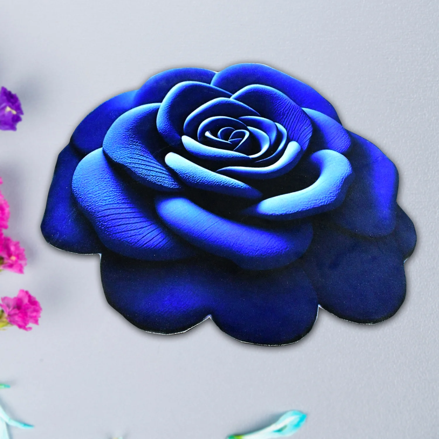 Rose Shaped Anti-Slip Velvet Floor Mat - (1 Pc) - Image 6