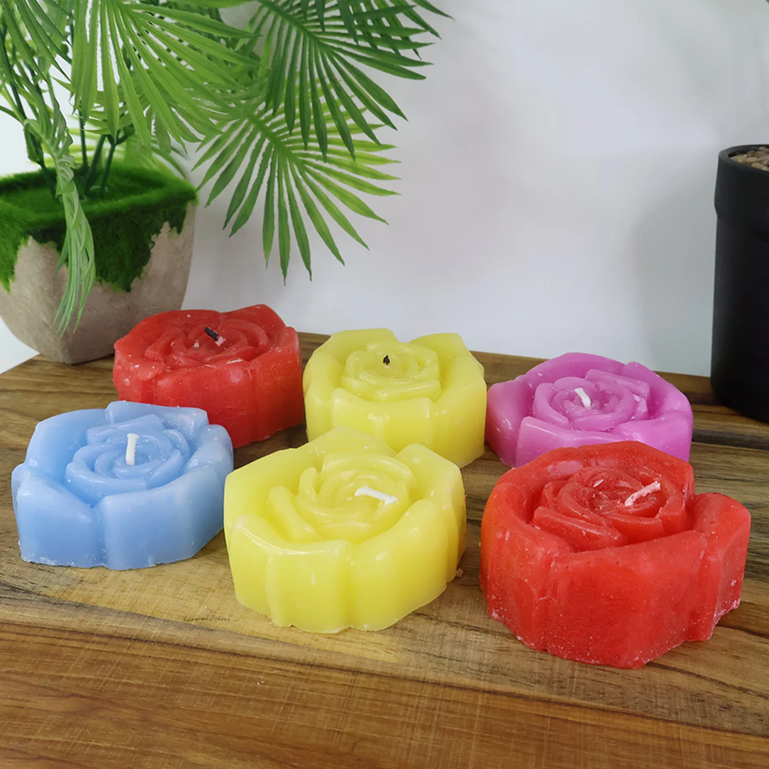 Rose Shaped Wax Candle Set (6 Pc) - Image 6