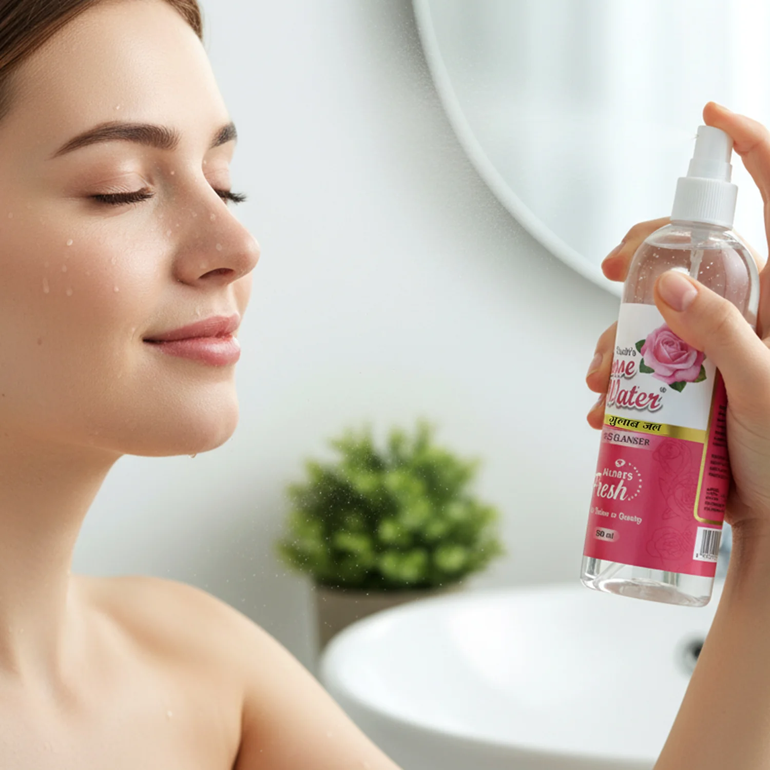 Rose Water Face Cleanser Spray Bottle (1 Pc, 500 ML) - Image 3