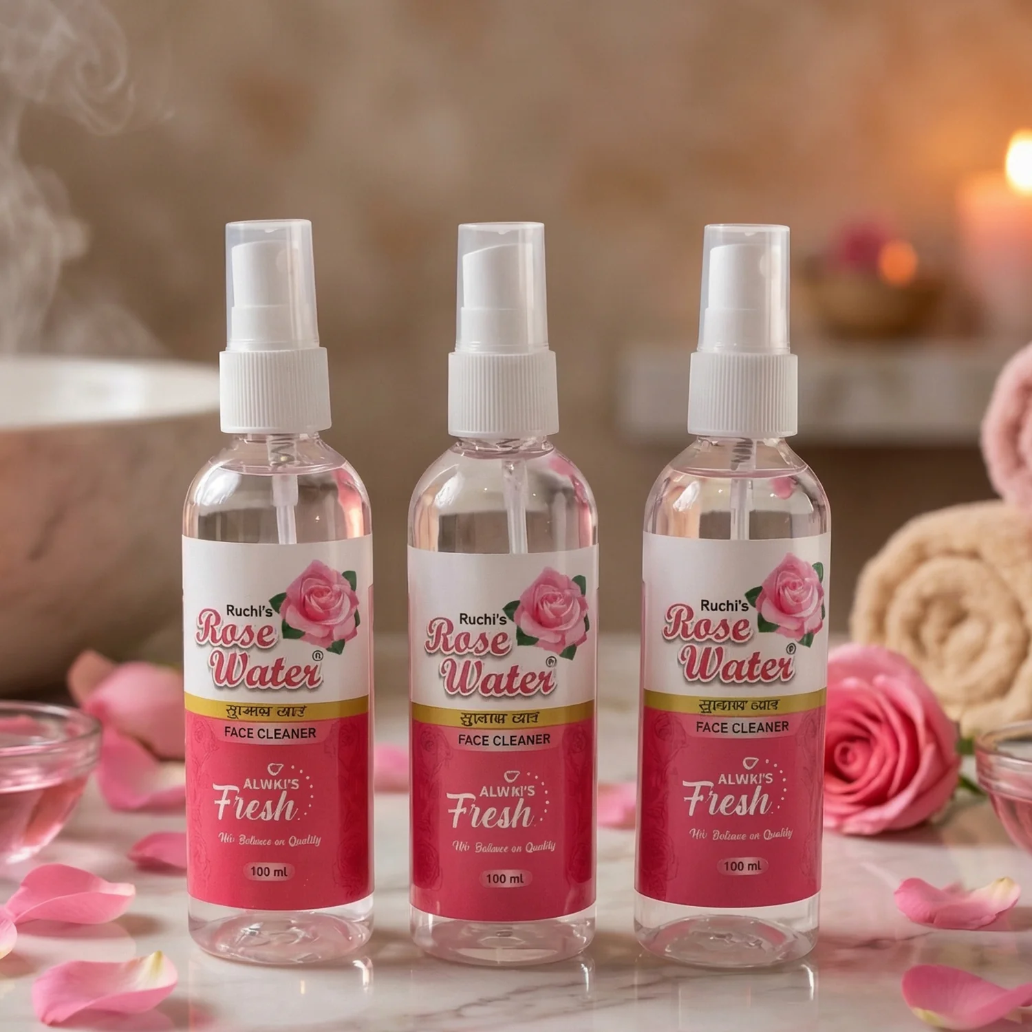 Rose Water Face Spray Set (3 Pc Set, 100 ML Each) - Image 7