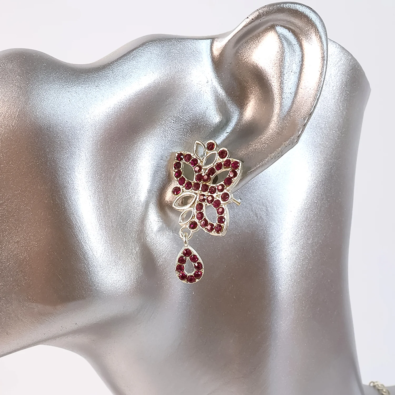 Rosegold Polished AD Studded Necklace Jewellery set - Image 3