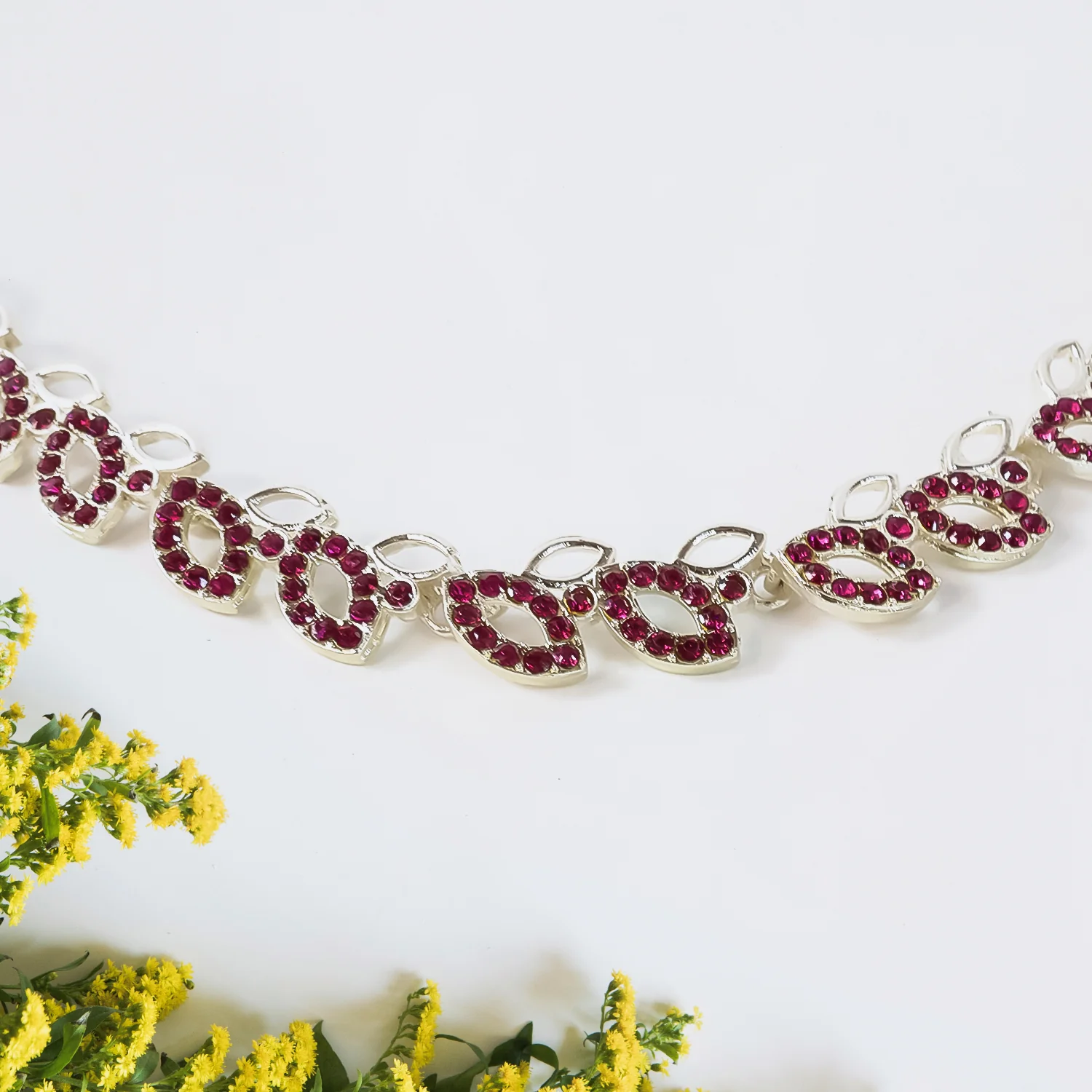 Rosegold Polished AD Studded Necklace Jewellery set - Image 4