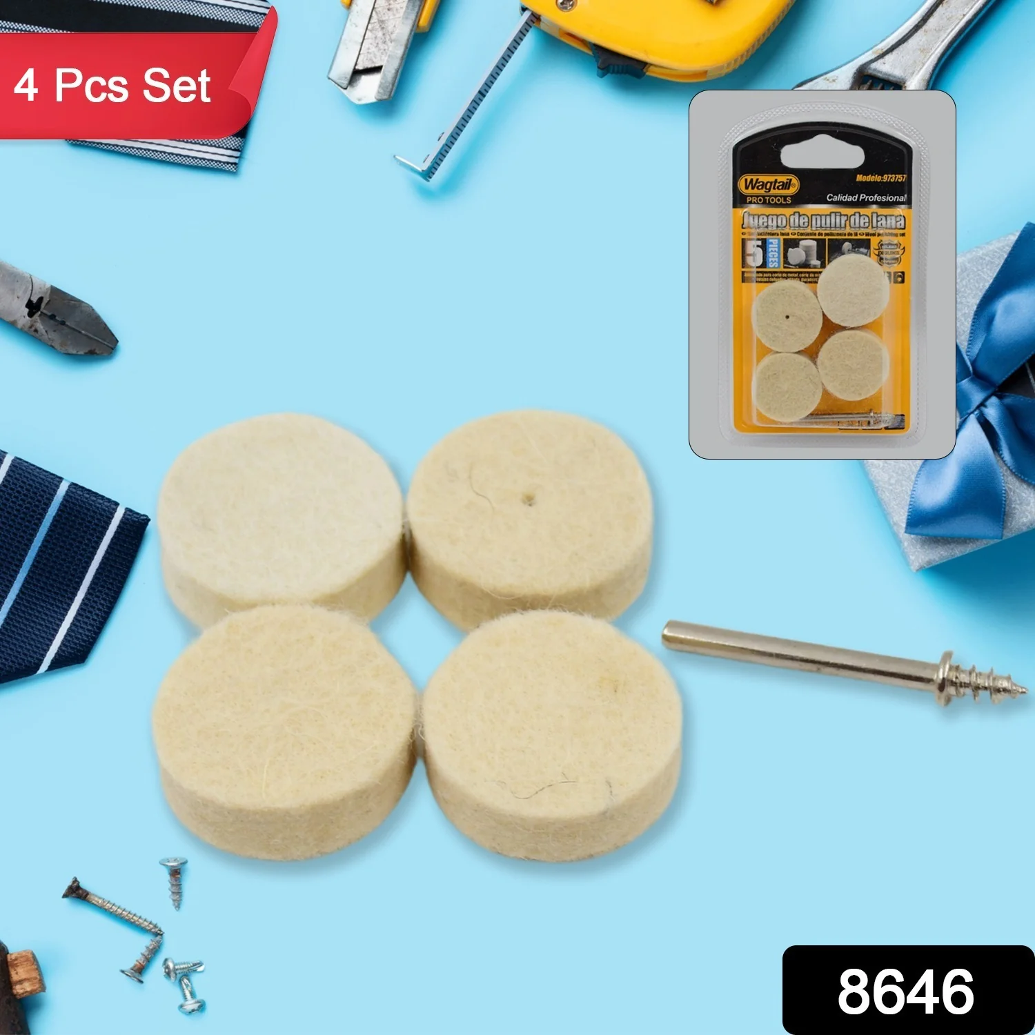 Rotary Tool Accessory Wool Felt Polishing Pad Felt (4 Pcs Set) - Image 2