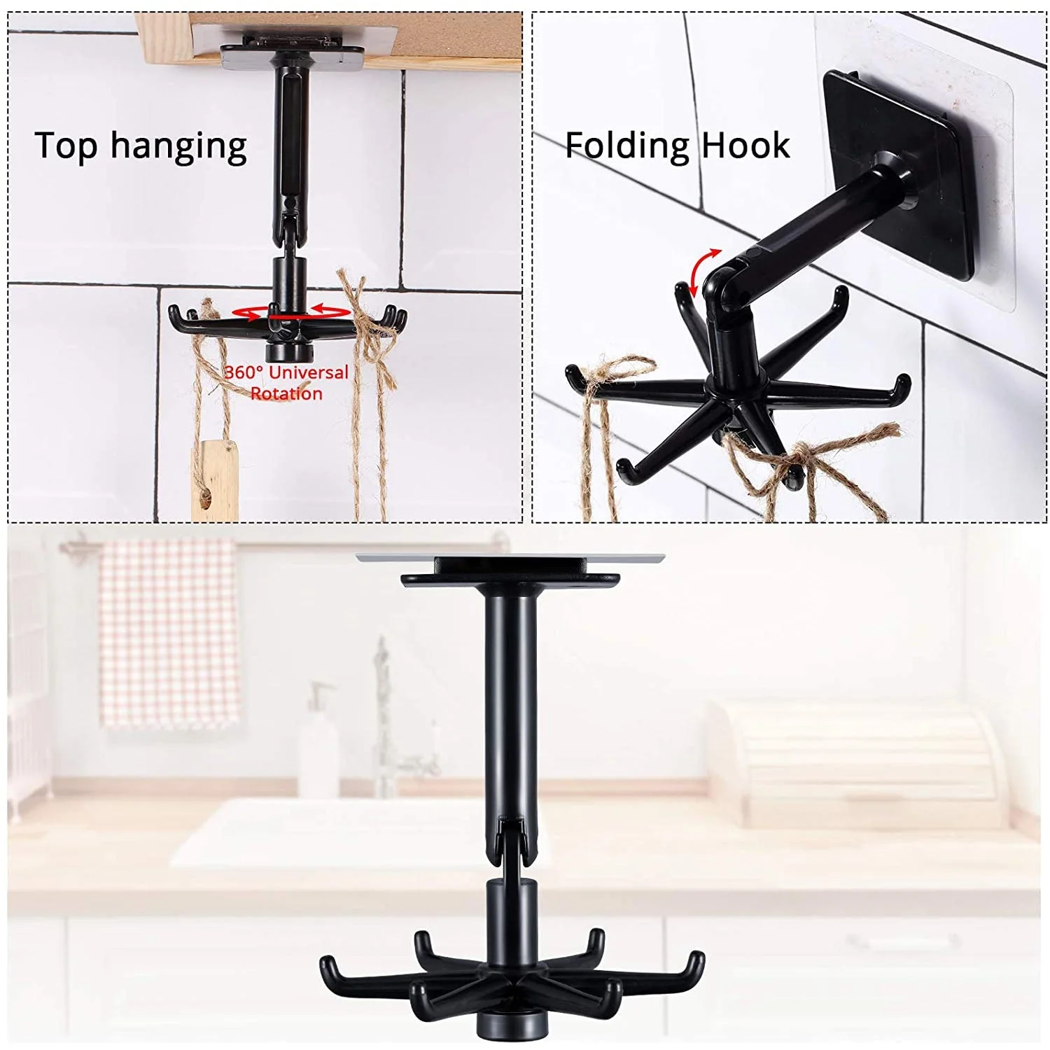 Rotatable hooks for hanging 360 (1 Pc / Black) - Image 4