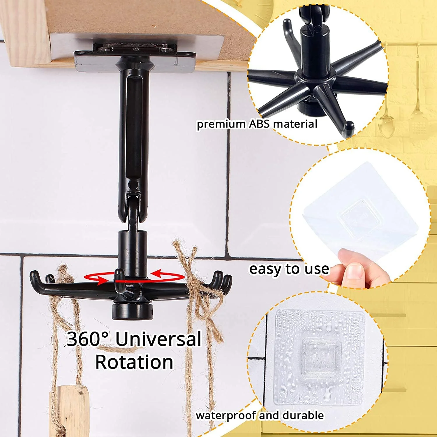 Rotatable hooks for hanging 360 (1 Pc / Black) - Image 7