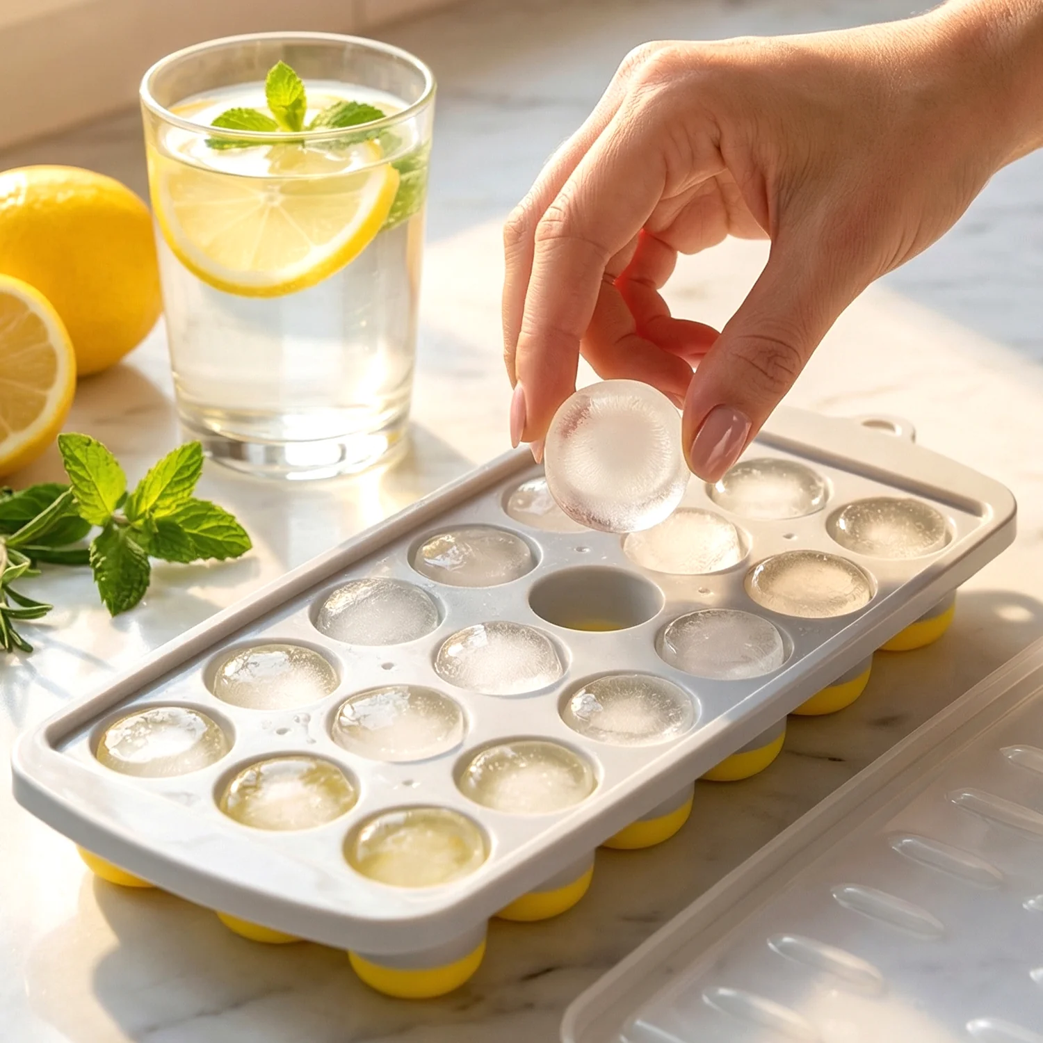 Round Ball Ice Cube Tray with Lid 21 Grid Ice Mold Tray (1 Pc) - Image 3