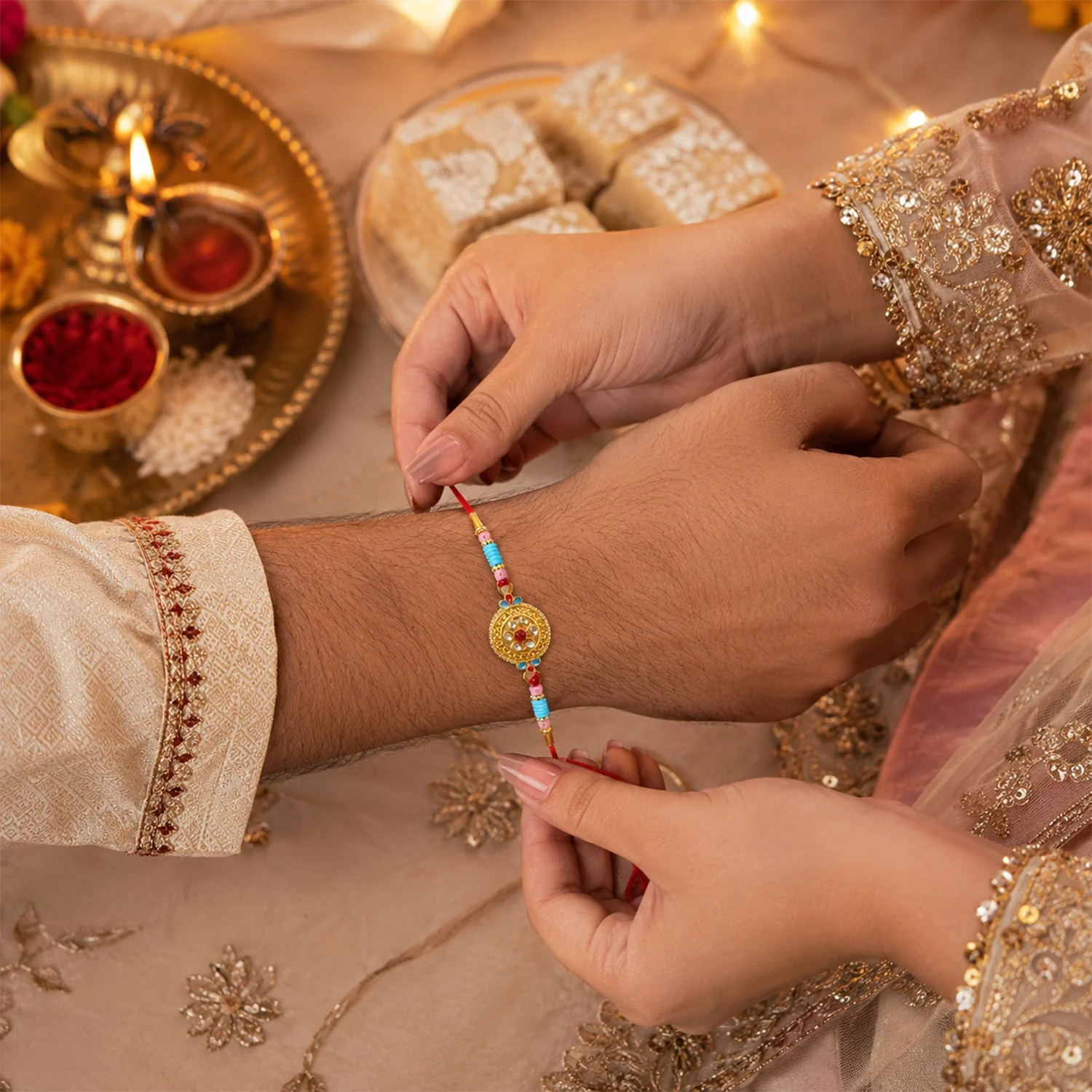 Round Diamond Designer Rakhi - Image 2