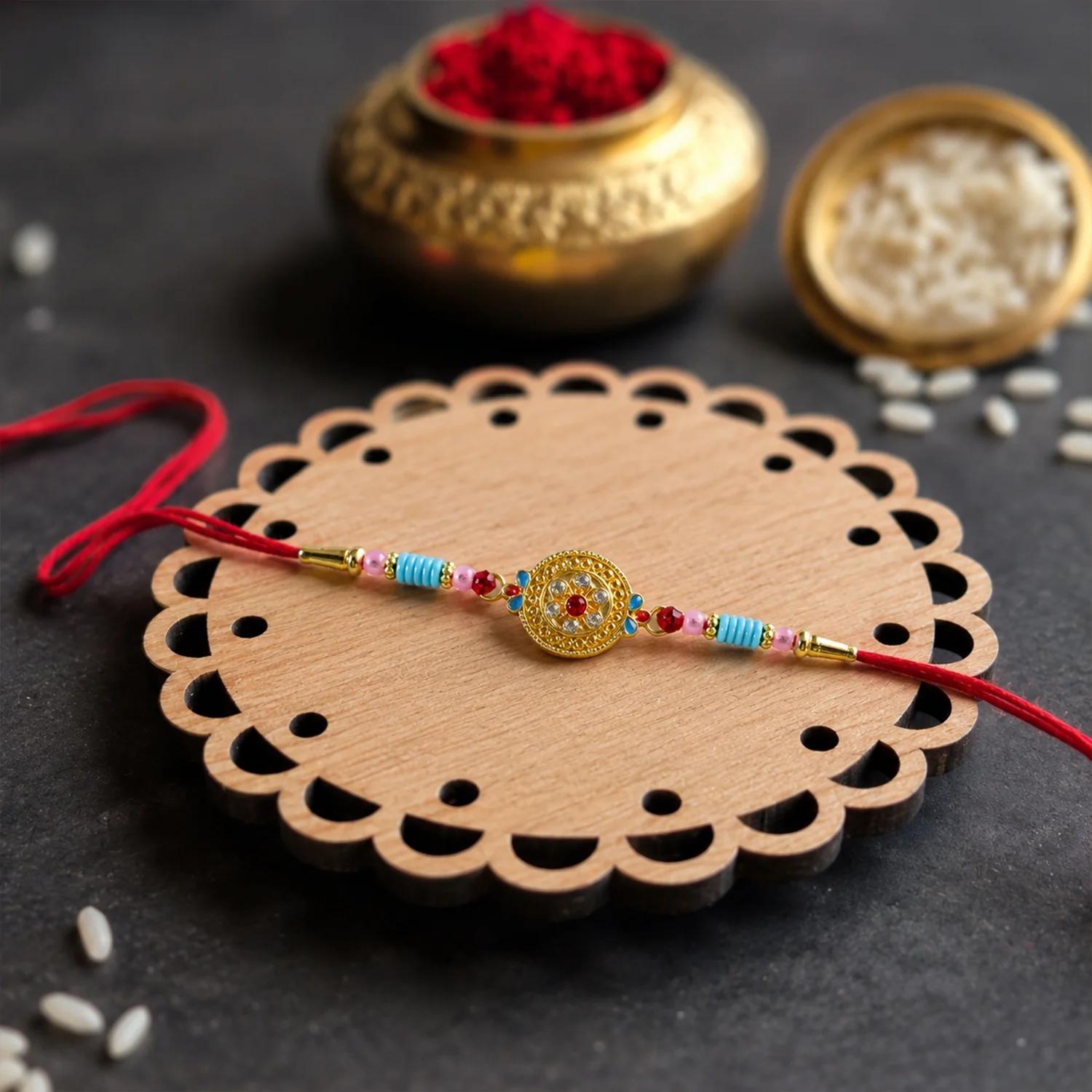 Round Diamond Designer Rakhi - Image 3