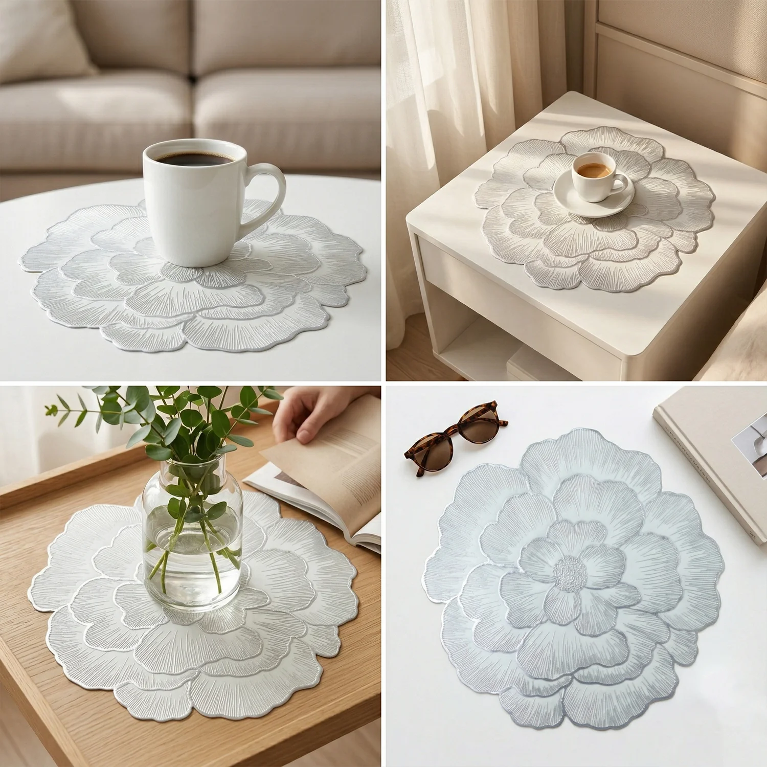 Round Floral Design PVC Table Mat 1 Pc 36x36 Cm - Image 4