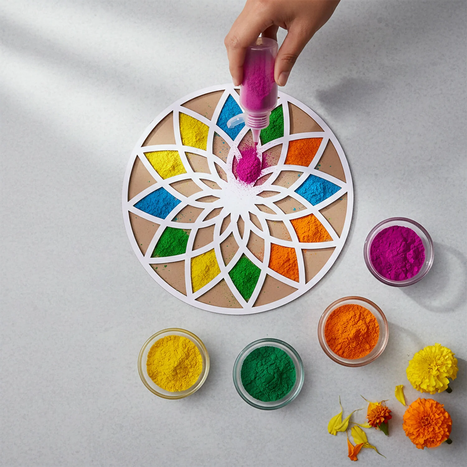 Round Flower Rangoli Stencil | 12 Inch - Image 3