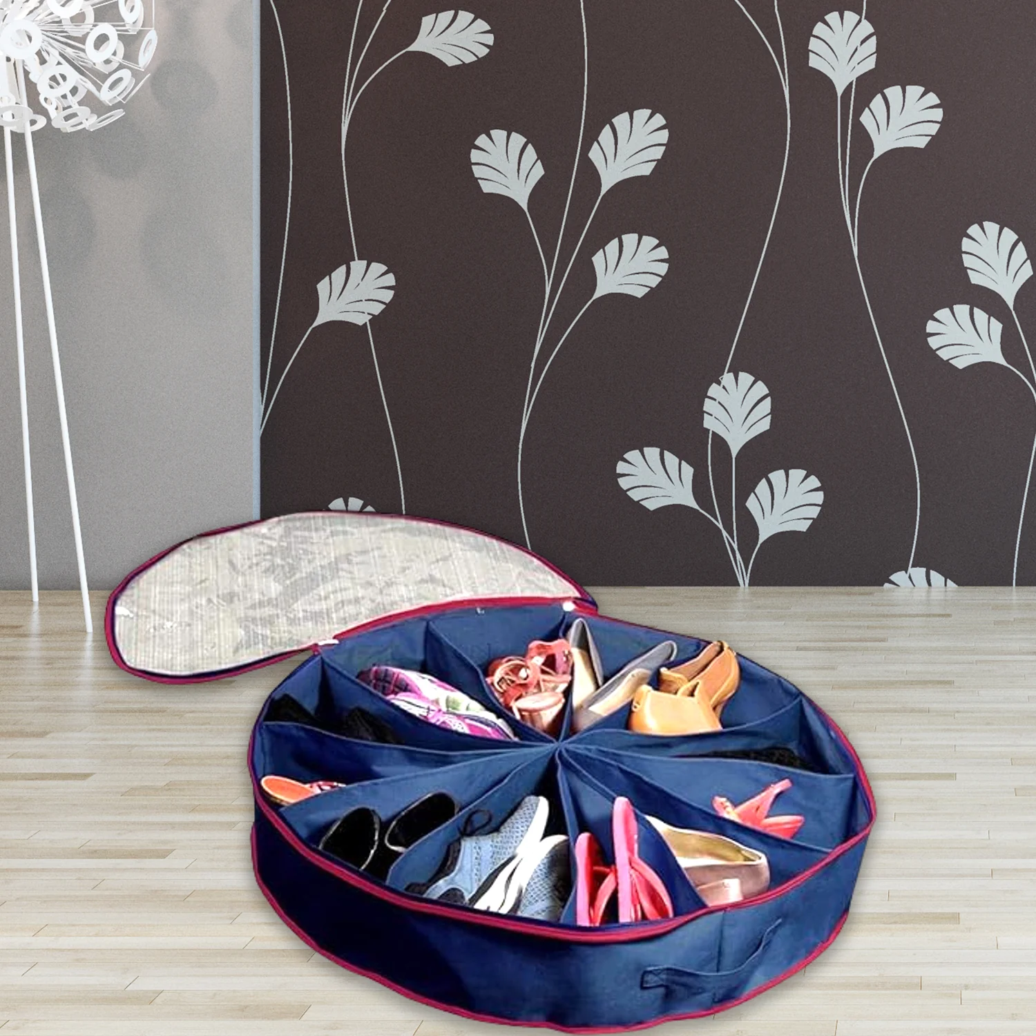 Round Foldable Shoe Organizer Bag 12-Section - Image 3