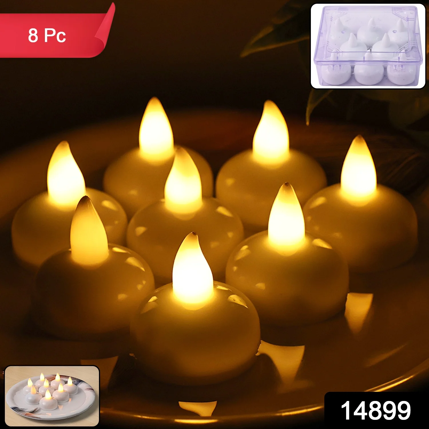 Round LED Flameless Tealight Candles - (8 Pc) - Image 2