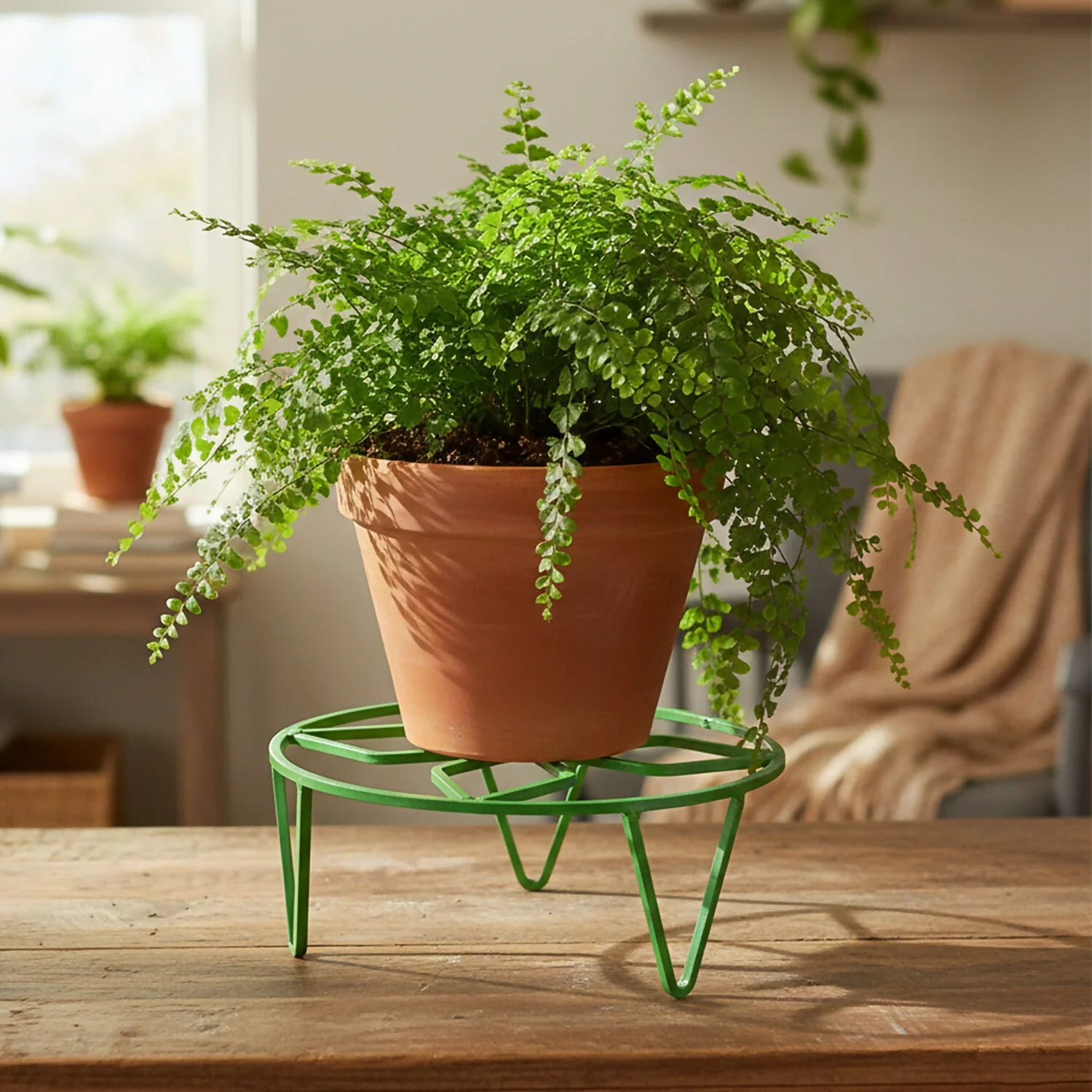 Round Strong Metal Plant Pot Stand for Indoor & Outdoor Garden Use - Image 2