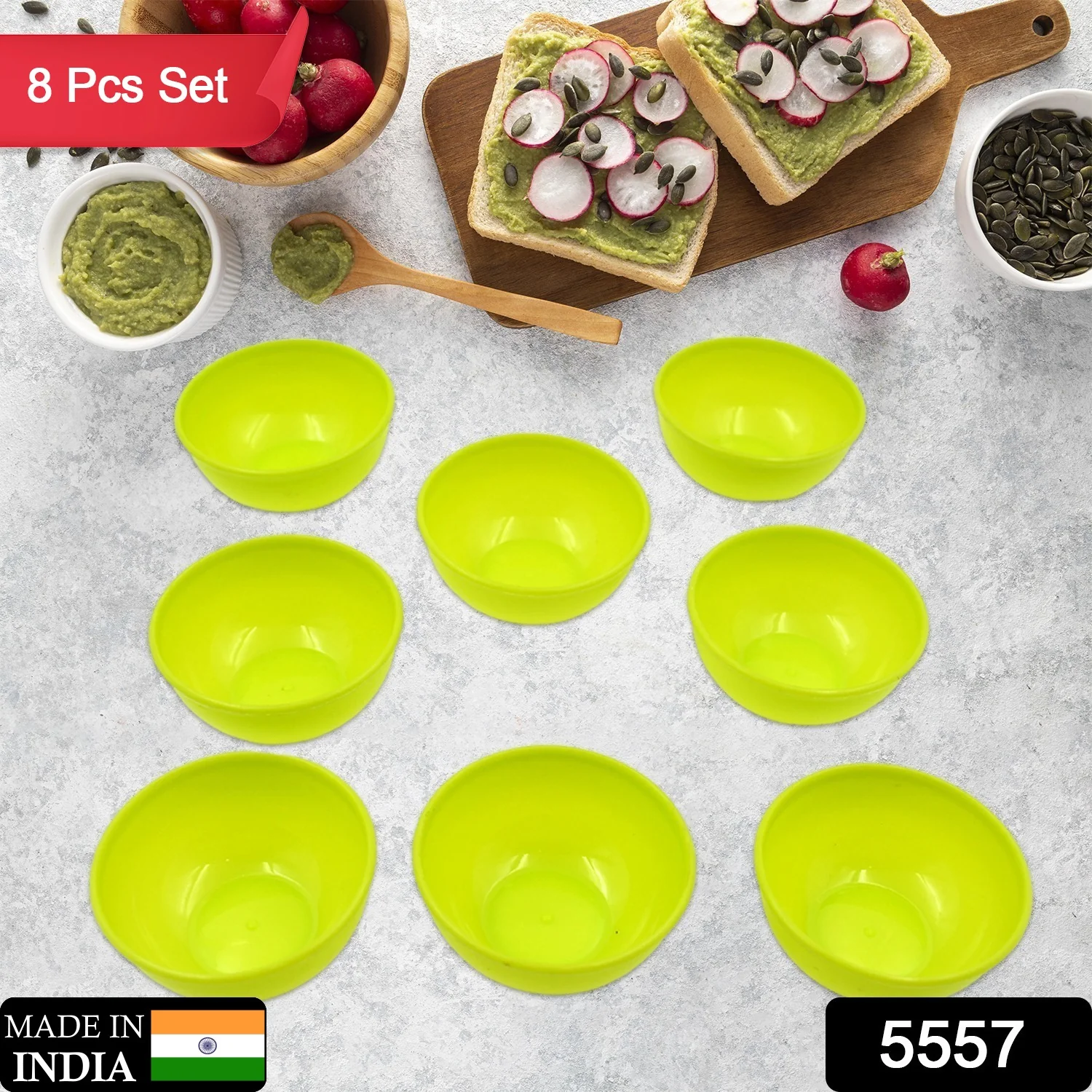 Multipurpose Small Plastic Bowl Katori Microwave Safe Bowl 8 Pcs Set - Image 2
