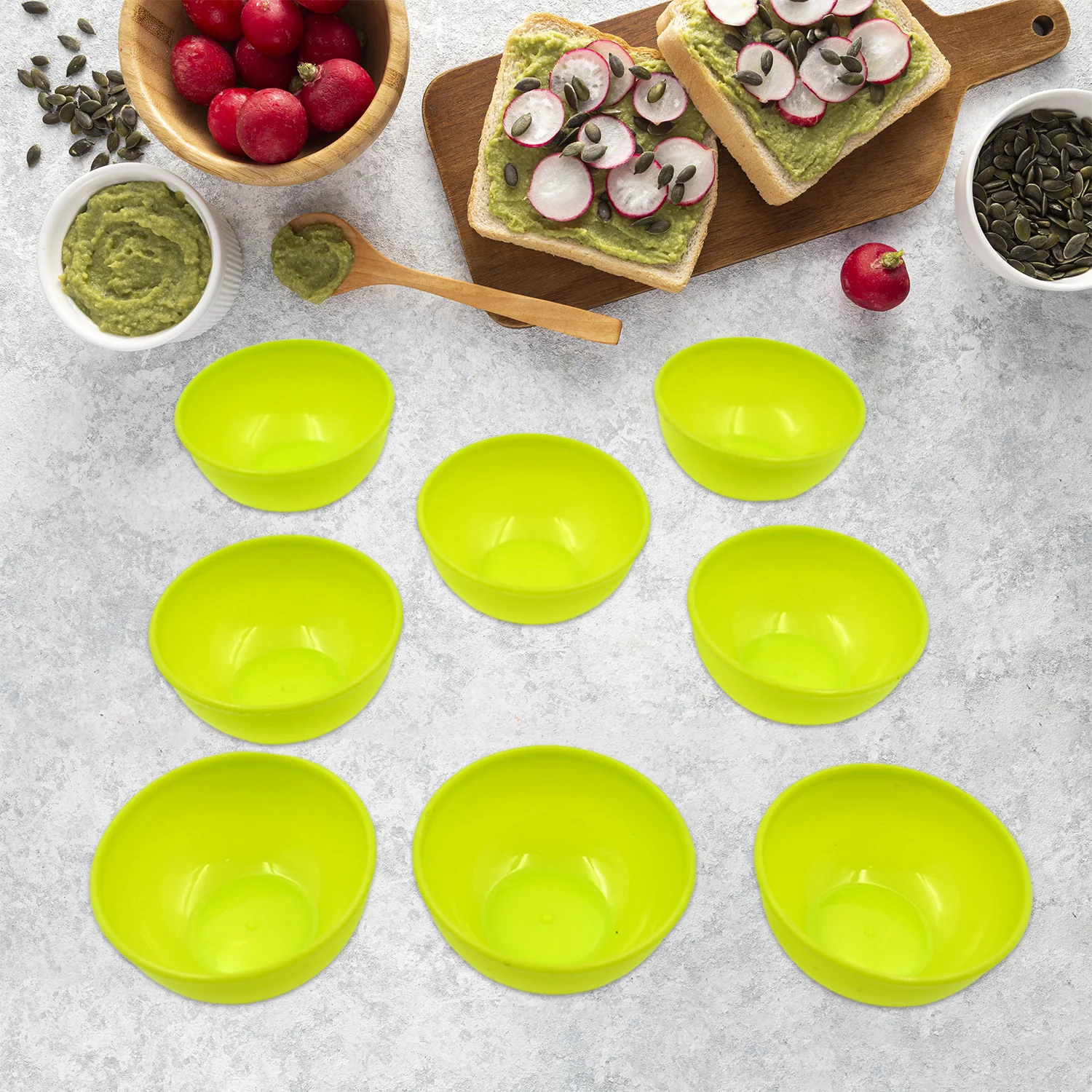 Multipurpose Small Plastic Bowl Katori Microwave Safe Bowl 8 Pcs Set - Image 3