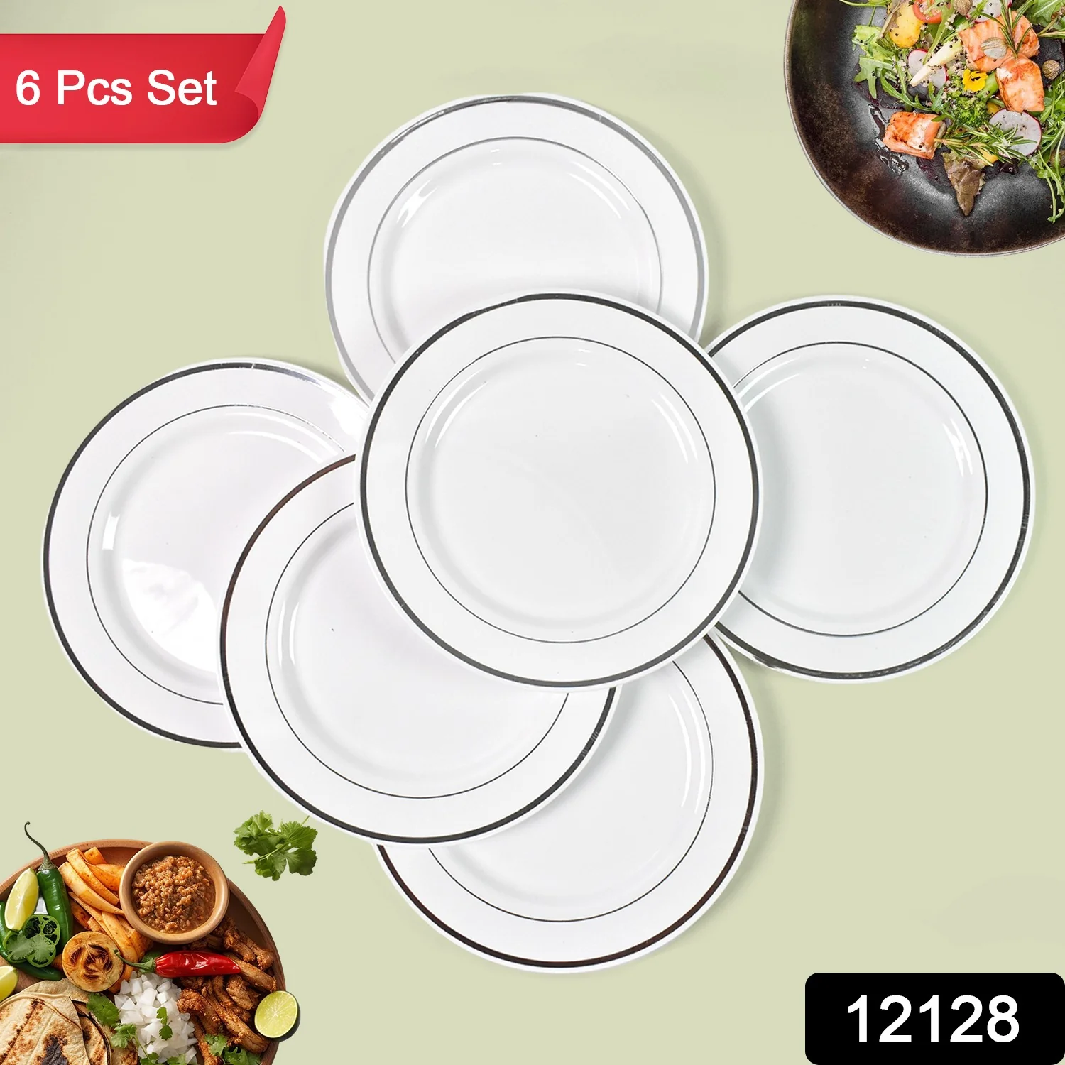 Round Plastic Dinner Plates Wedding Birthday Party Tableware Supplies (6 Pcs Set) - Image 2