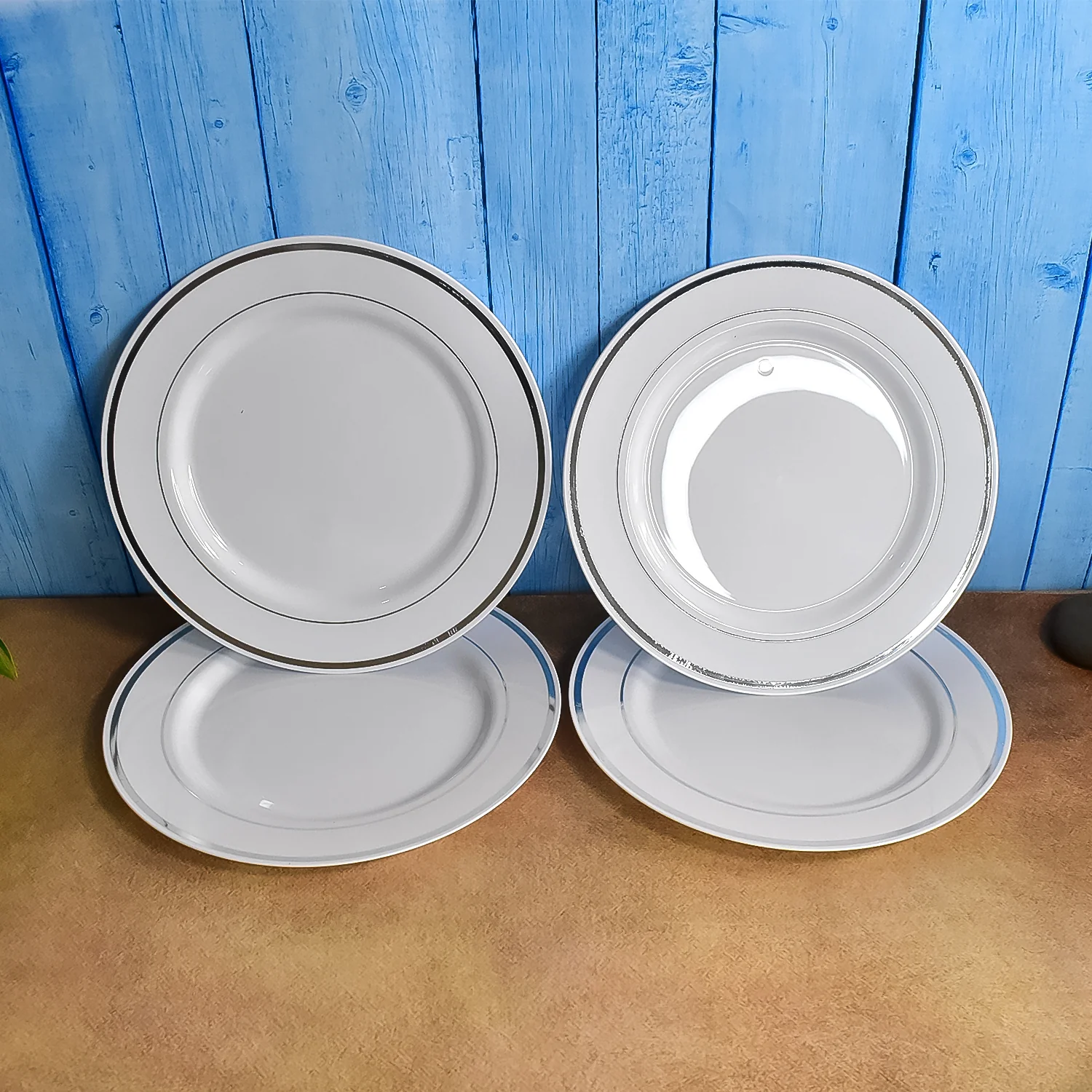 Round Plastic Dinner Plates Wedding Birthday Party Tableware Supplies (6 Pcs Set) - Image 5