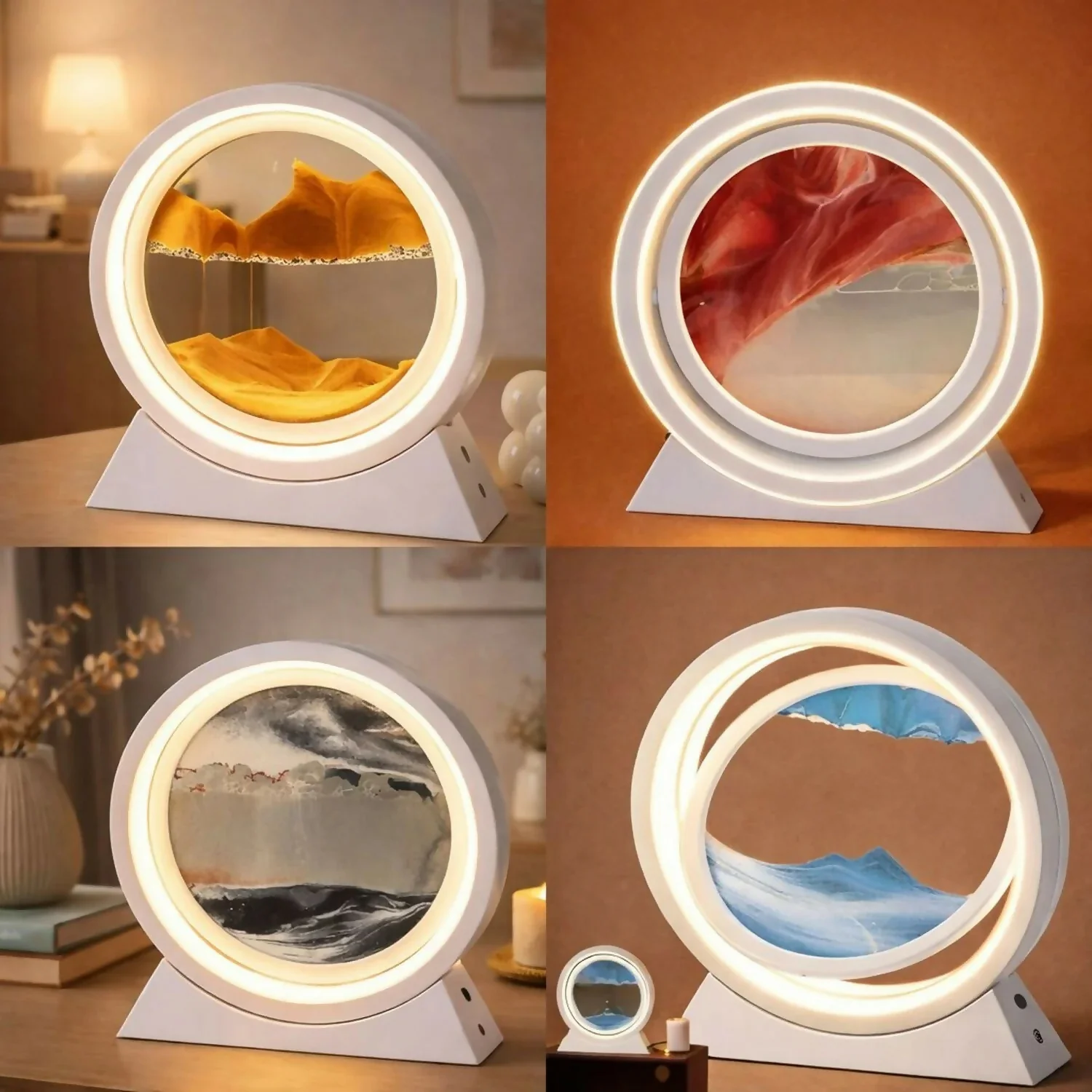 Round Sand Art LED Lamp Moving Sand Frame Night Light - Image 5