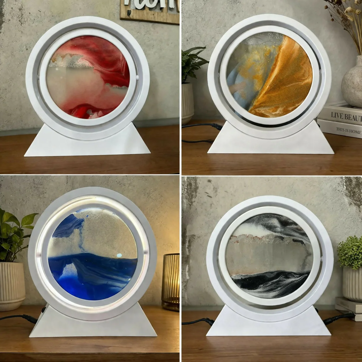 Round Sand Art LED Lamp Moving Sand Frame Night Light - Image 6