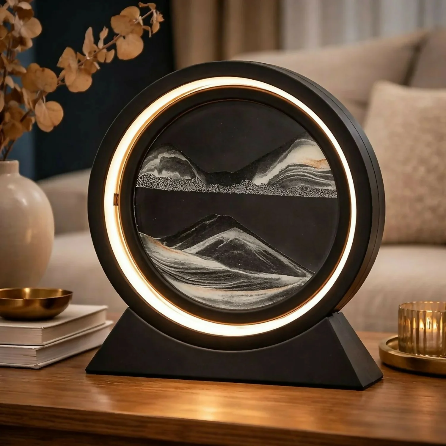 Round Sand Art LED Lamp Moving Sand Frame Night Light - Image 7