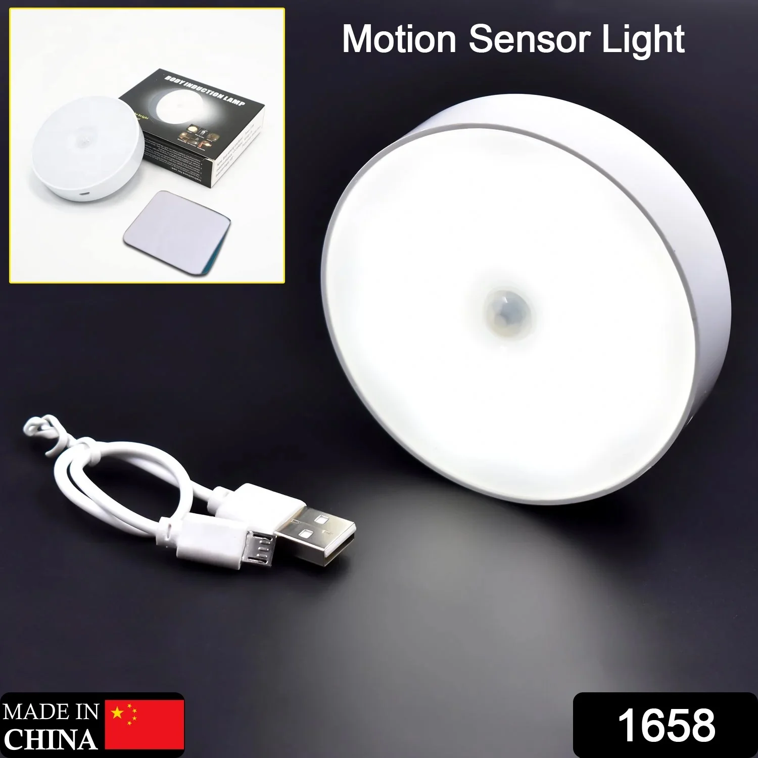 Round Shape 8 LED Motion Sensor Induction Led Light (1 Pc) - Image 10