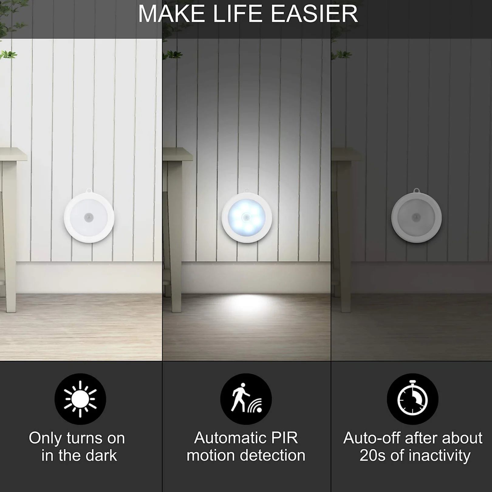 Round Shape 8 LED Motion Sensor Induction Led Light (1 Pc) - Image 2