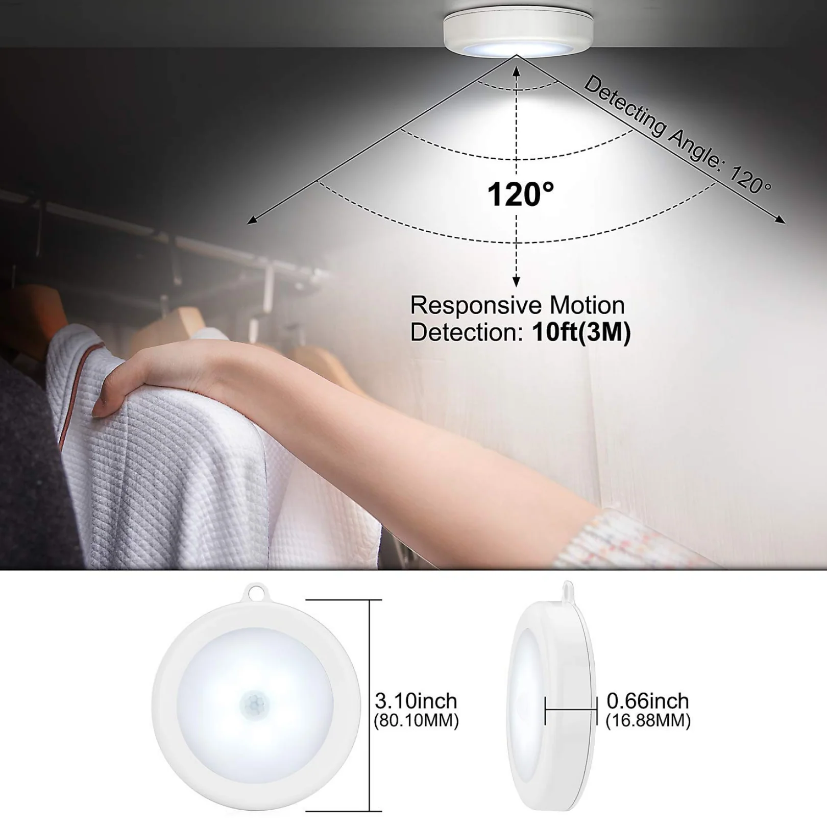 Round Shape 8 LED Motion Sensor Induction Led Light (1 Pc) - Image 3