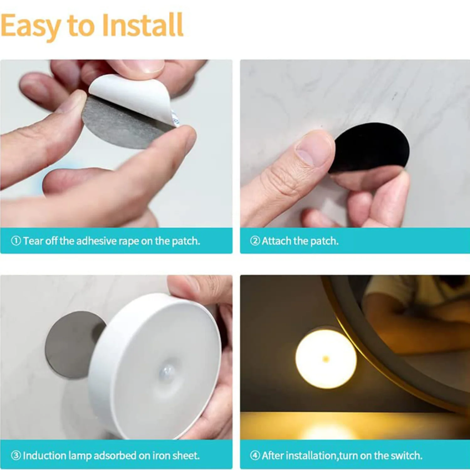 Round Shape 8 LED Motion Sensor Induction Led Light (1 Pc) - Image 6