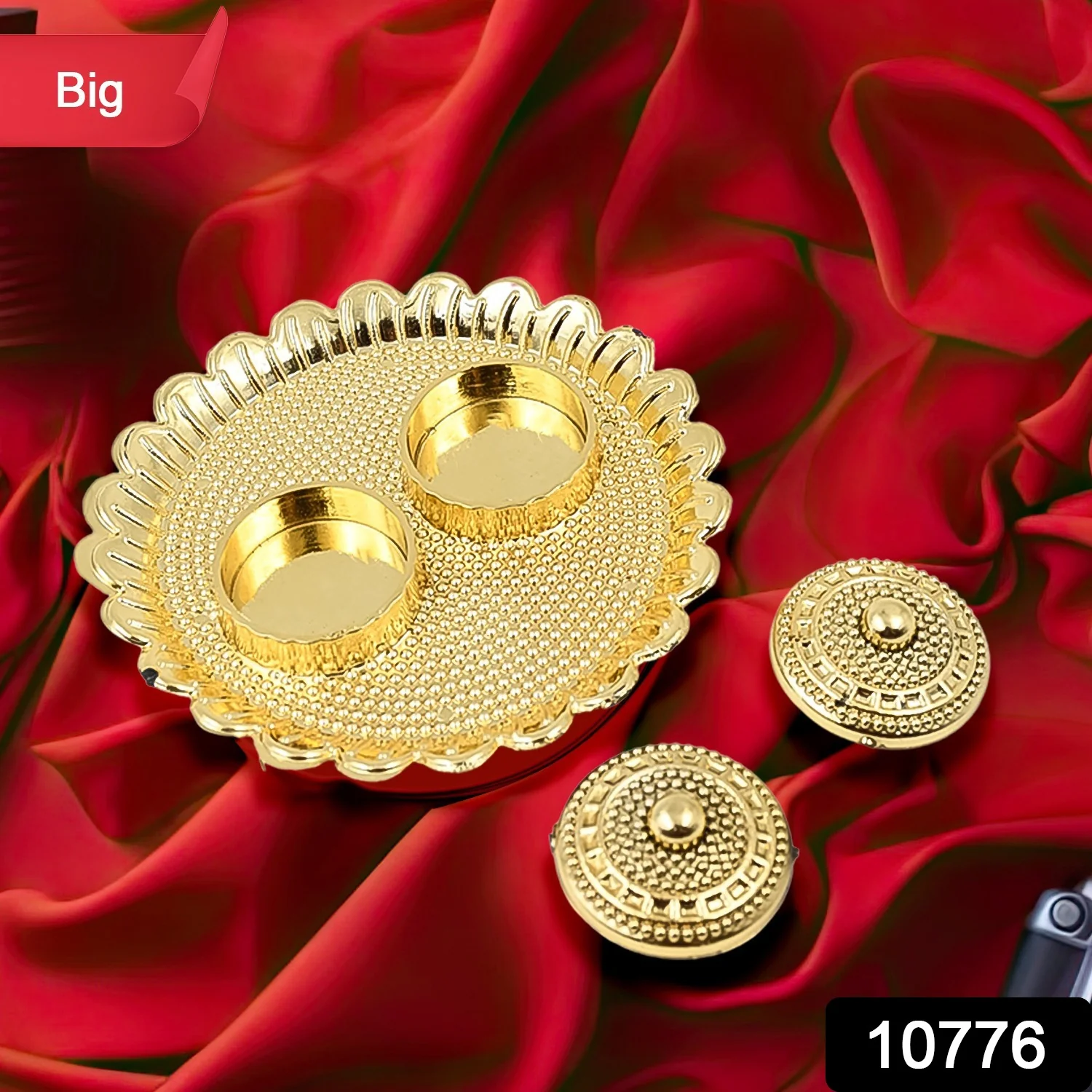 Round Shape Special Puja Thali, Kumkum Thali Holder (1 Pc / Big) - Image 2