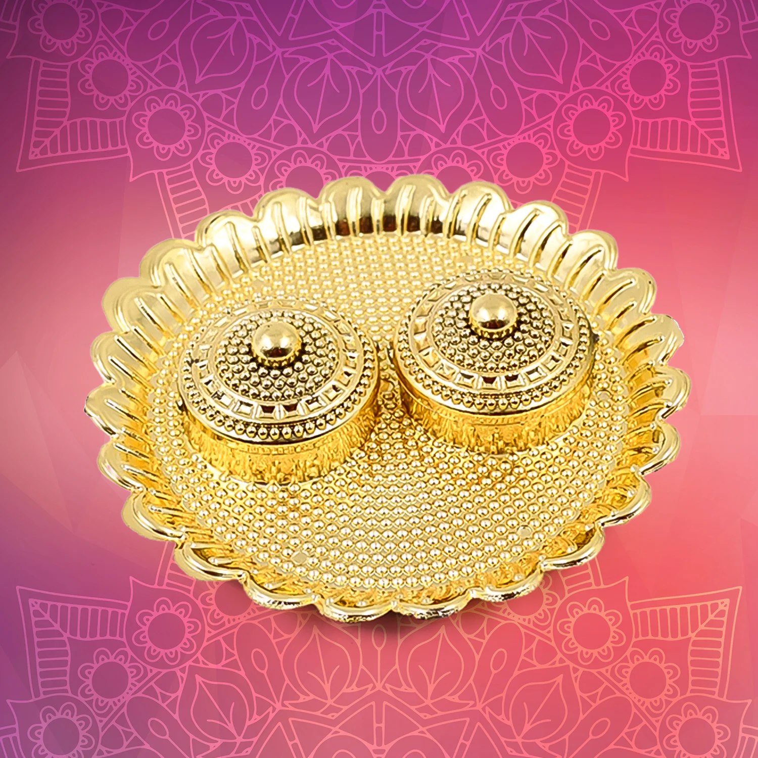 Round Shape Special Puja Thali, Kumkum Thali Holder (1 Pc / Big) - Image 4